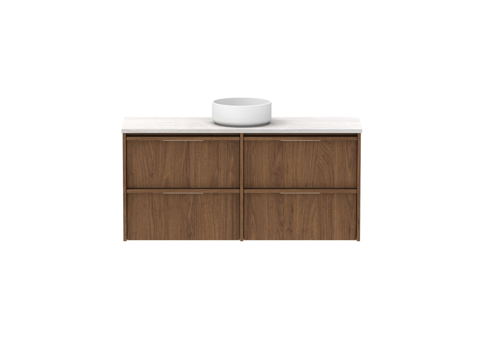 ADP Eli Ensuite Wall Hung Vanity 1200mm centre bowl in Florentine Walnut, front view