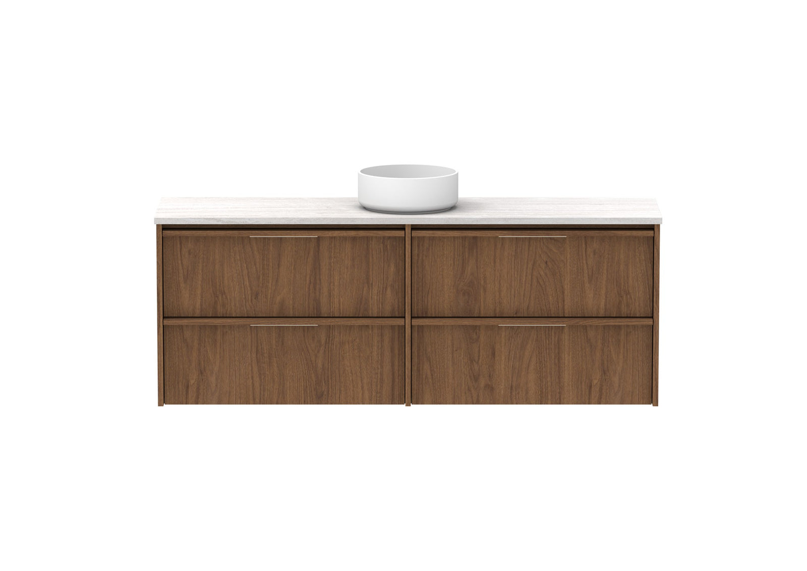 ADP Eli Ensuite Wall Hung Vanity 1500mm centre bowl in Florentine Walnut, front view