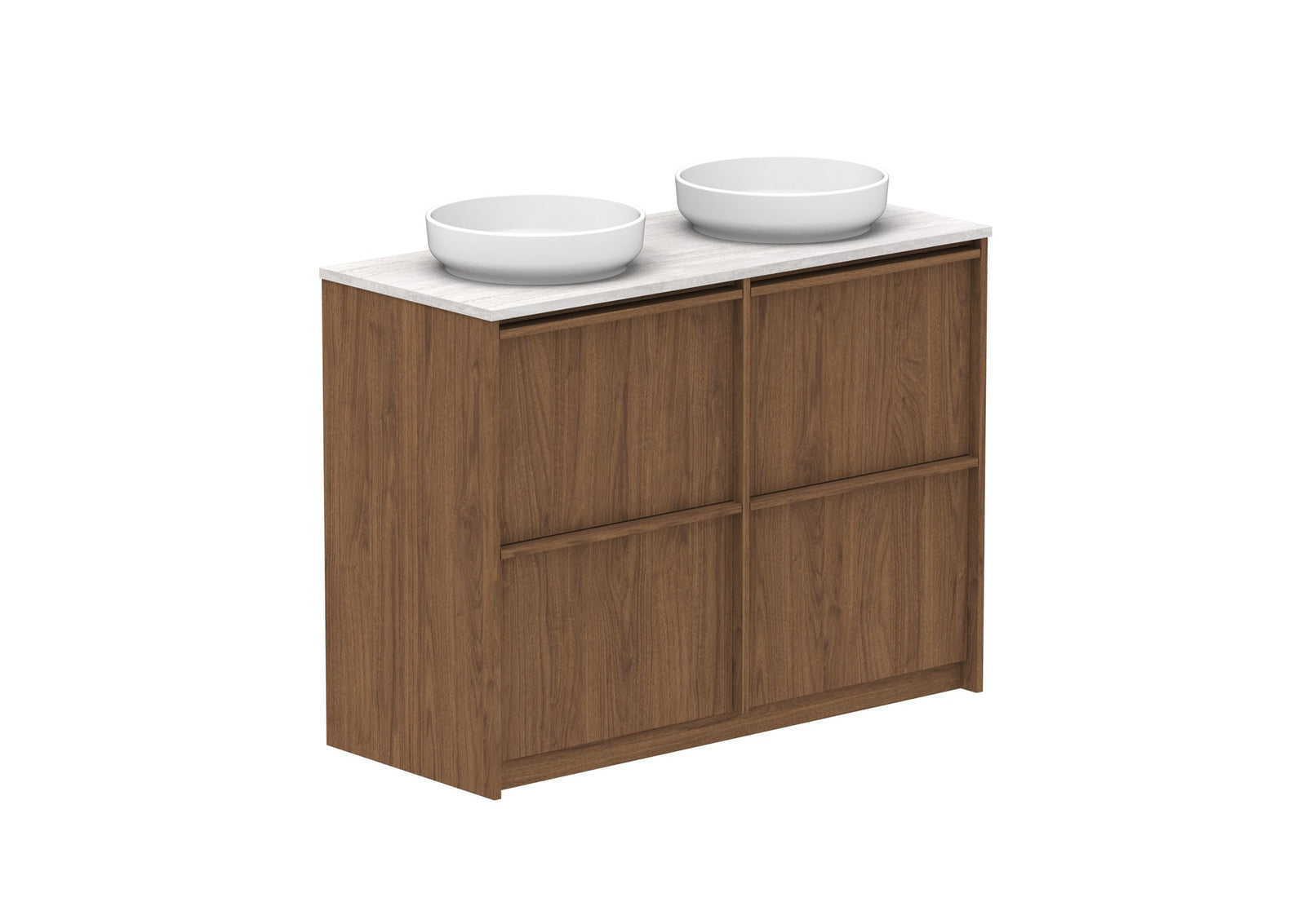 ADP Eli Full Depth Floor Mount Vanity 1200mm double bowl in Florentine Walnut