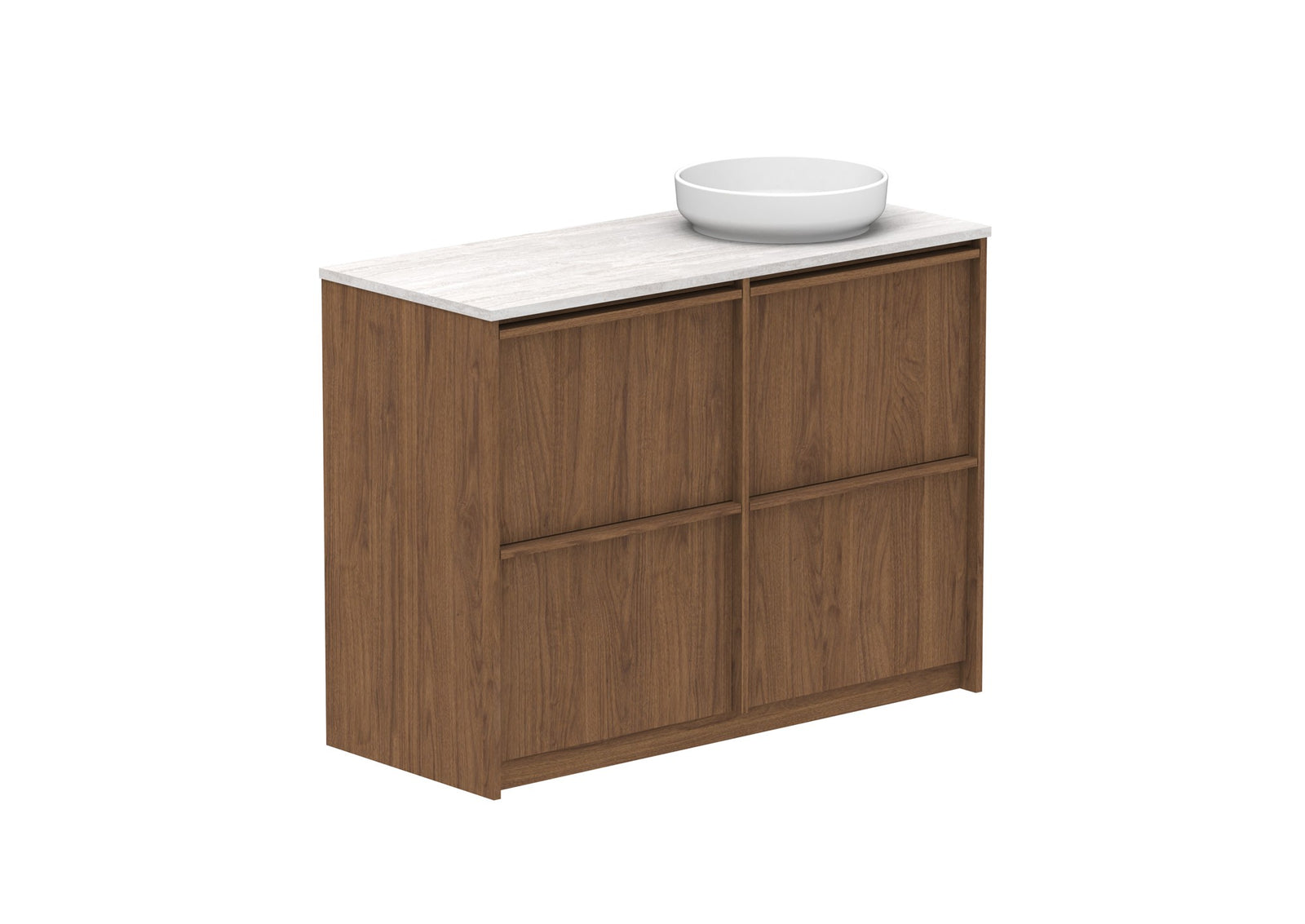 ADP Eli Full Depth Floor Mount Vanity 1200mm right bowl in Florentine Walnut