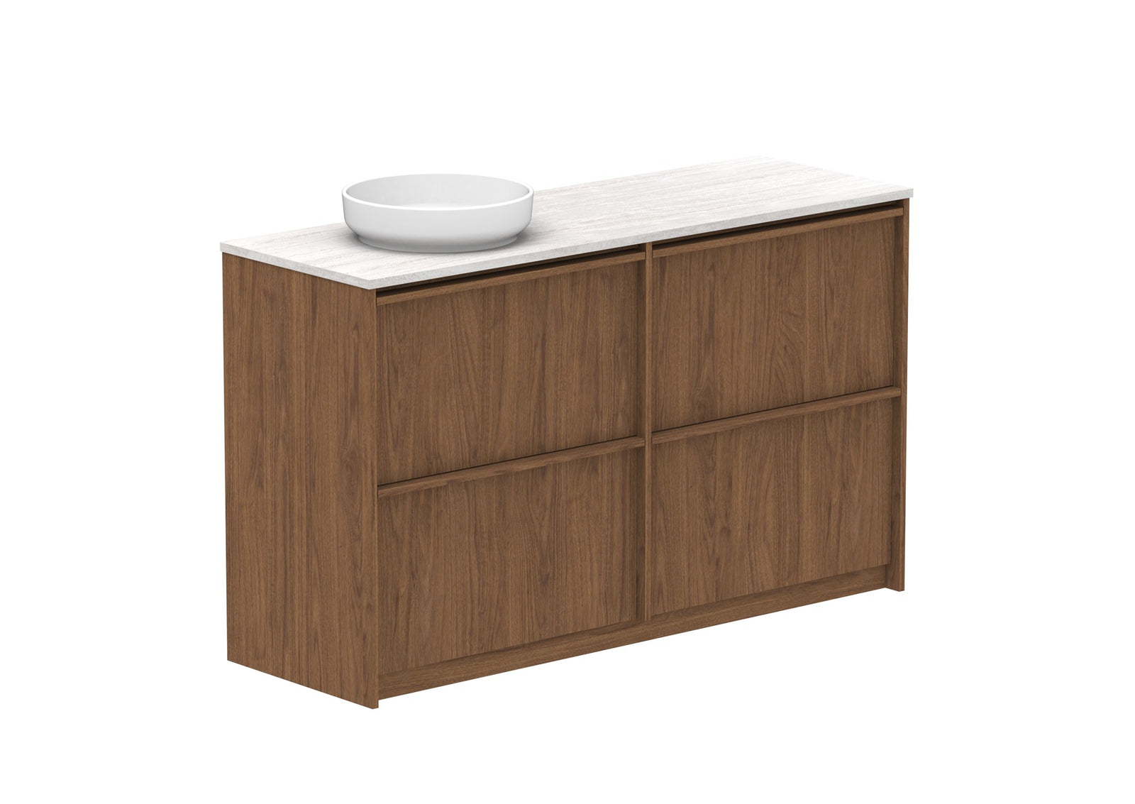 ADP Eli Full Depth Floor Mount Vanity 1500mm left bowl in Florentine Walnut