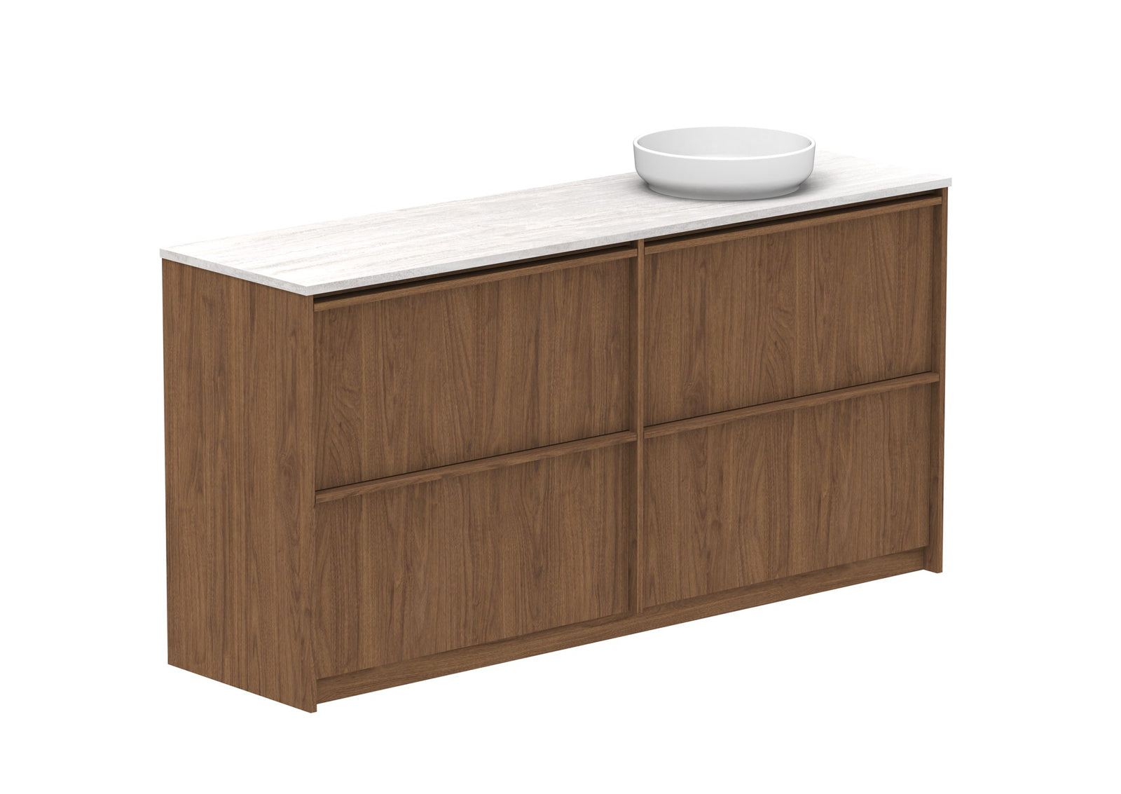 ADP Eli Full Depth Floor Mount Vanity 1800mm right bowl in Florentine Walnut