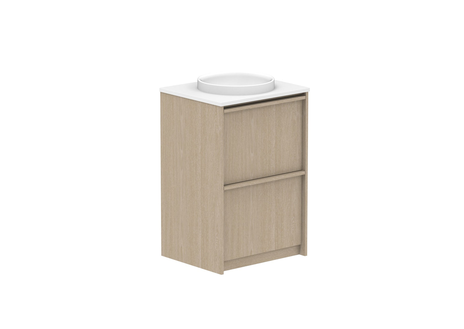 ADP Eli Full Depth Floor Mount Vanity 600mm centre bowl in Coastal Oak