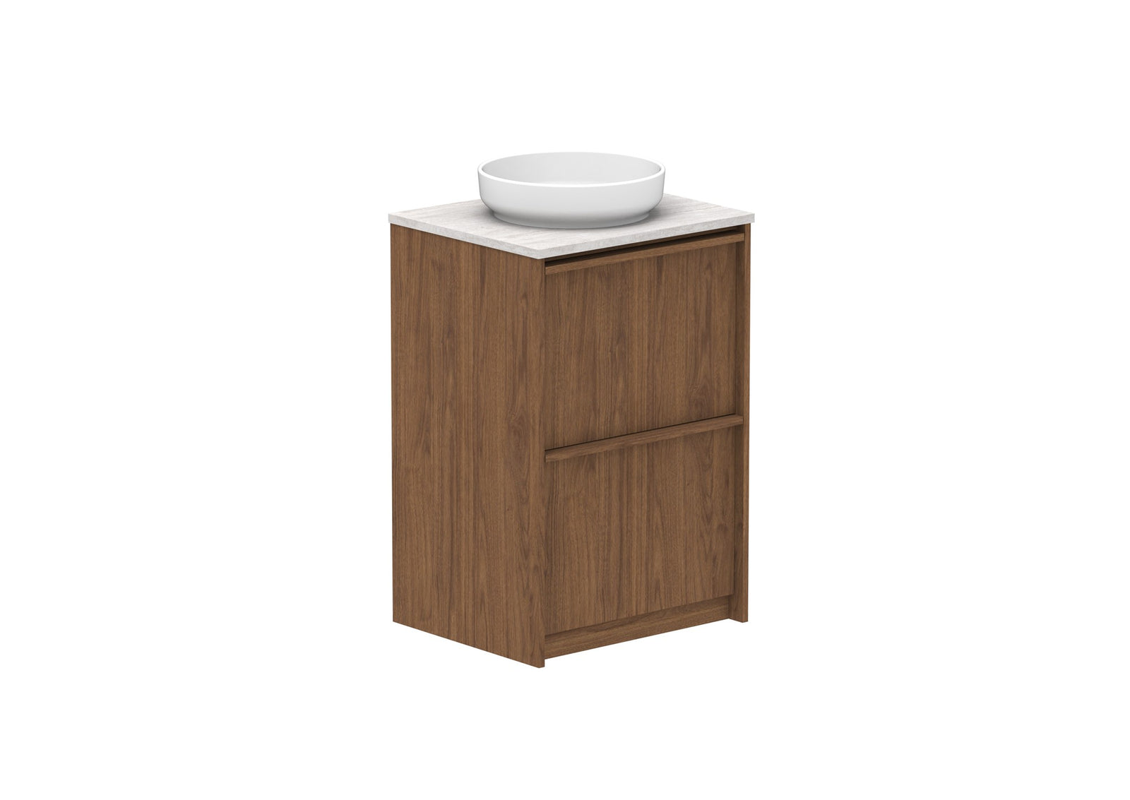 ADP Eli Full Depth Floor Mount Vanity 600mm centre bowl in Florentine Walnut