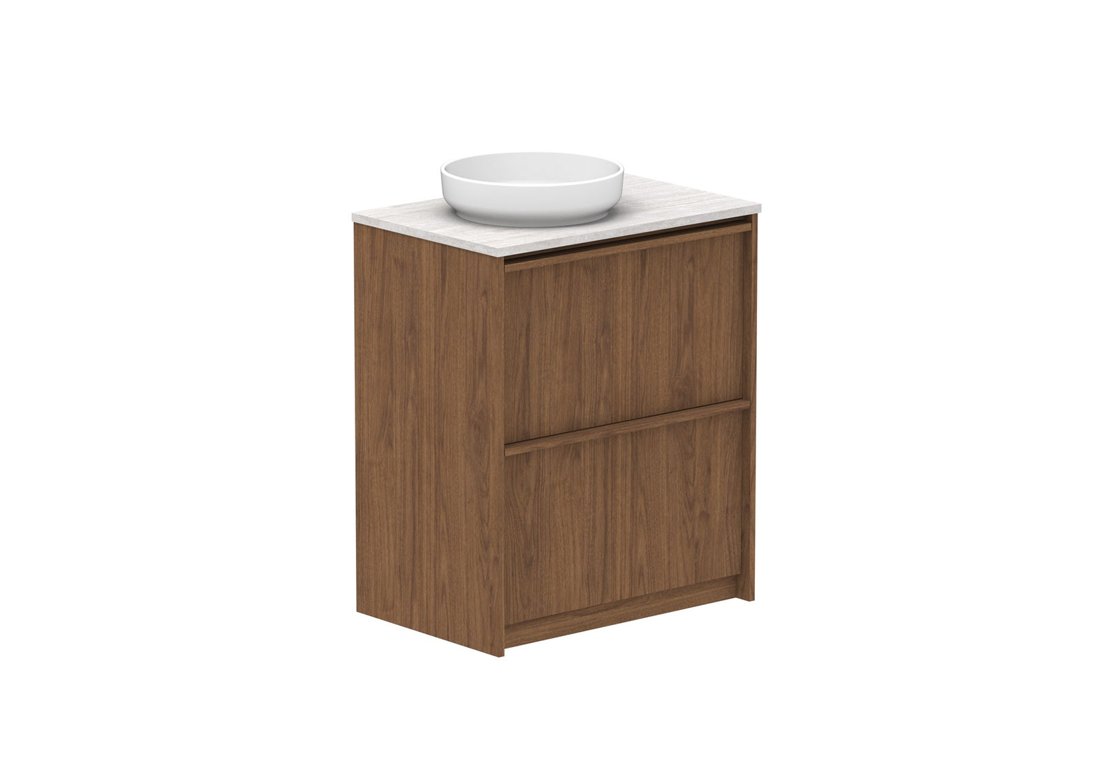 ADP Eli Full Depth Floor Mount Vanity 750mm left bowl in Florentine Walnut