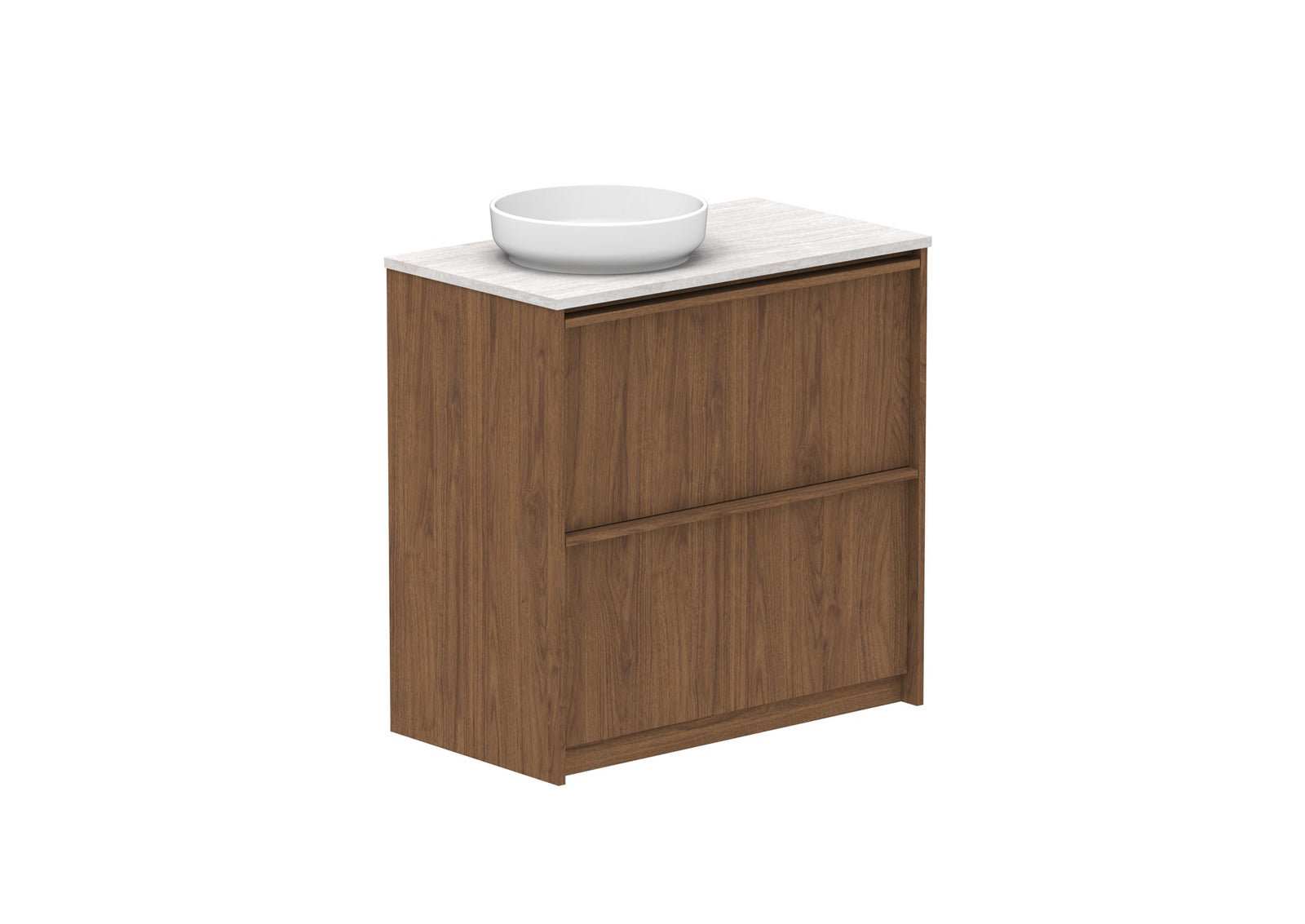 ADP Eli Full Depth Floor Mount Vanity 900mm left bowl in Florentine Walnut