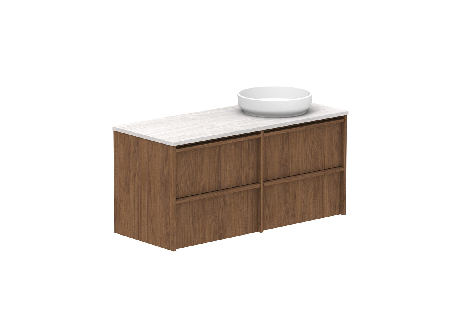 ADP Eli Full Depth Wall Hung Vanity 1200mm right bowl in Florentine Walnut