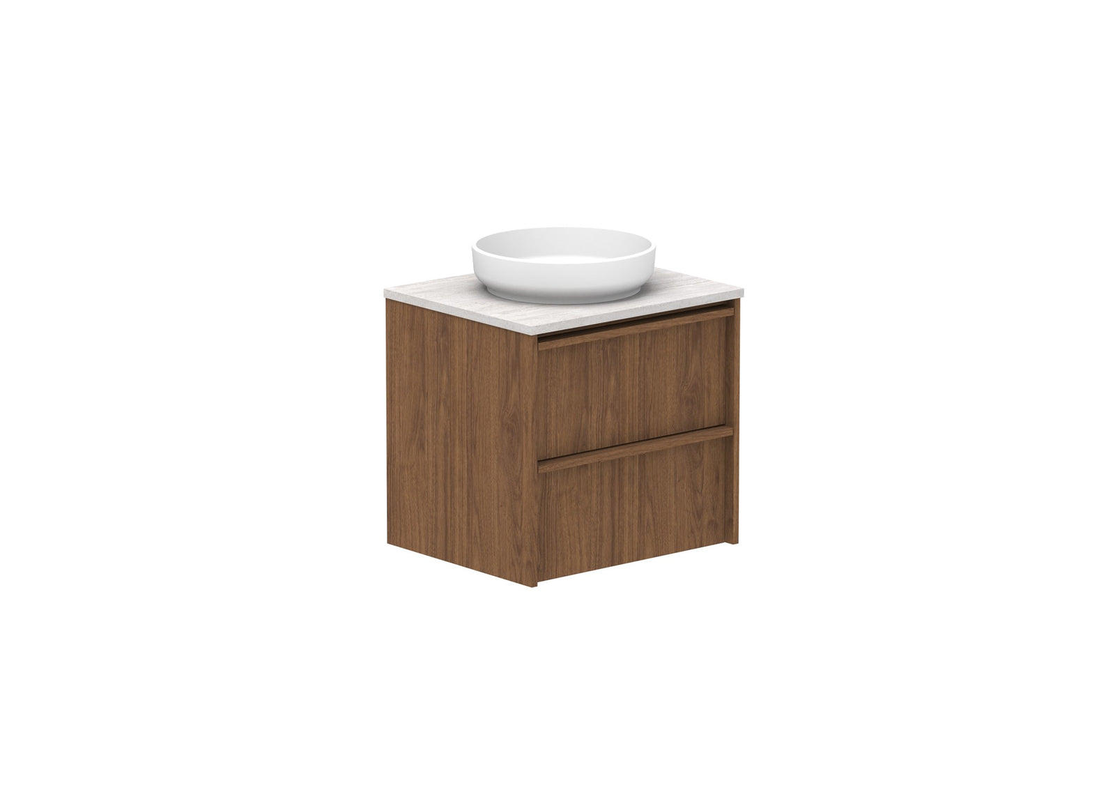 ADP Eli Full Depth Wall Hung Vanity 600mm centre bowl in Florentine Walnut