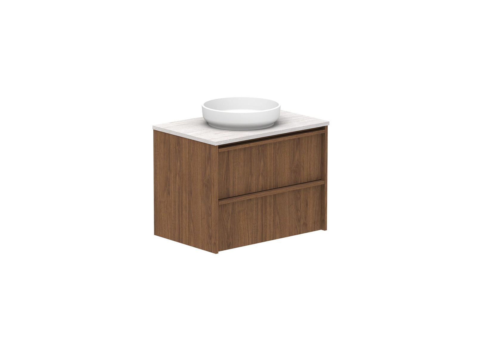 ADP Eli Full Depth Wall Hung Vanity 750mm centre bowl in Florentine Walnut