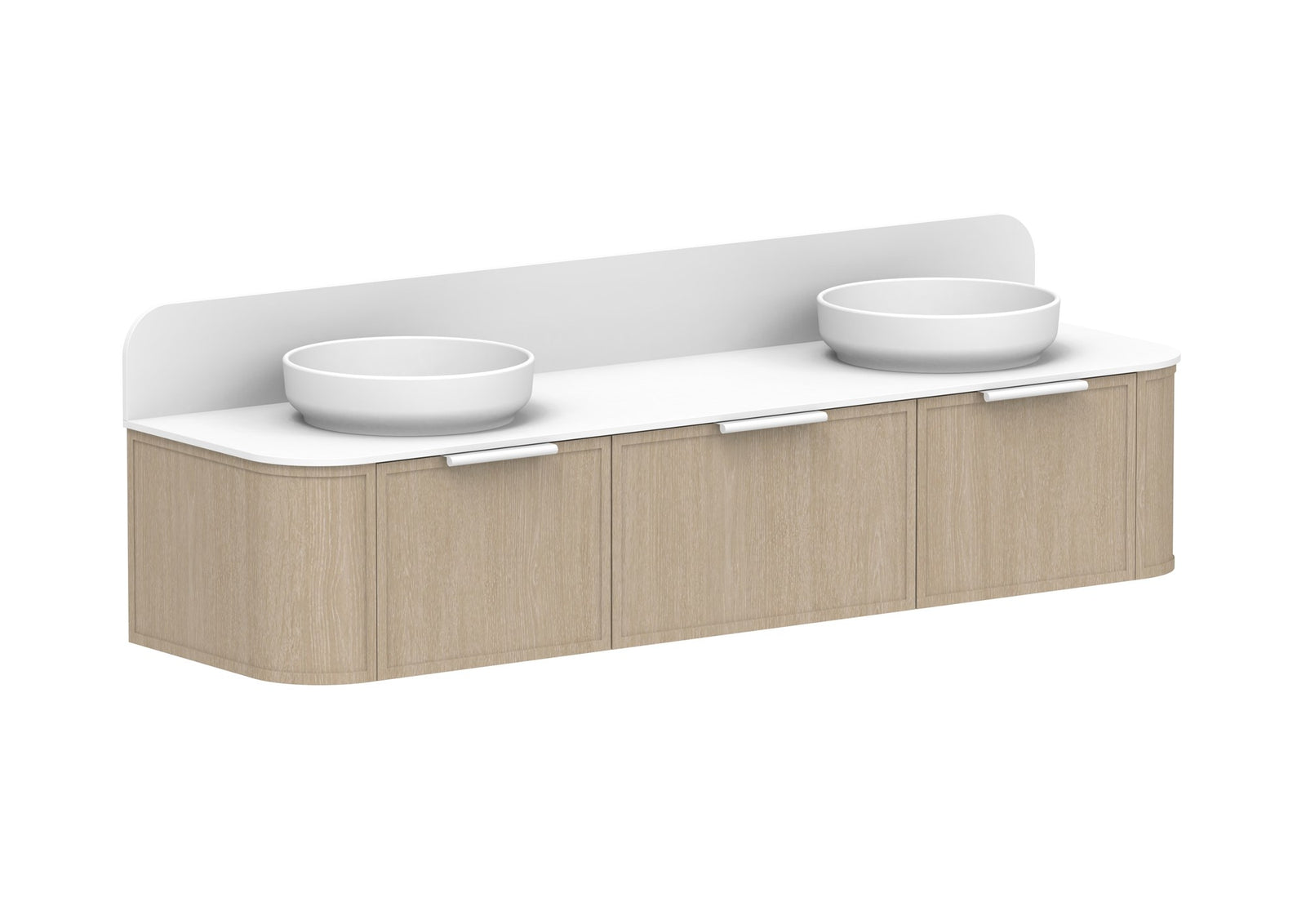 ADP Flo Wall Hung Vanity 1800mm double bowl in Coastal Oak