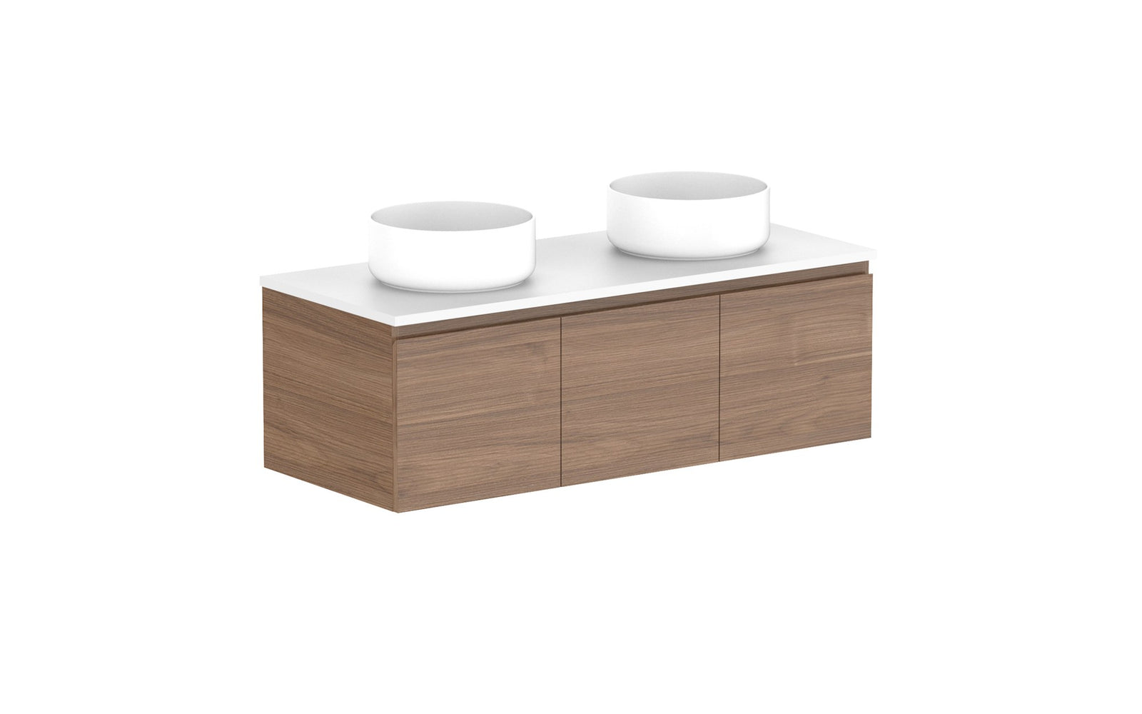 ADP Glacier Full Depth All-Door Slim Wall Hung Vanity 1200mm double bowl, benchtop