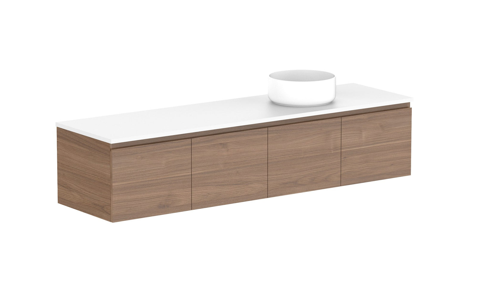 ADP Glacier Full Depth All-Door Slim Wall Hung Vanity 1800mm right offset bowl, benchtop