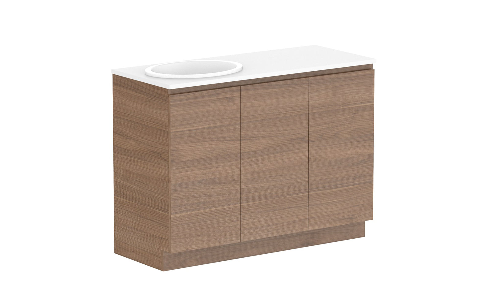 ADP Glacier Full Depth All-Door Trio Floor Mount Vanity 1200mm left offset bowl, benchtop