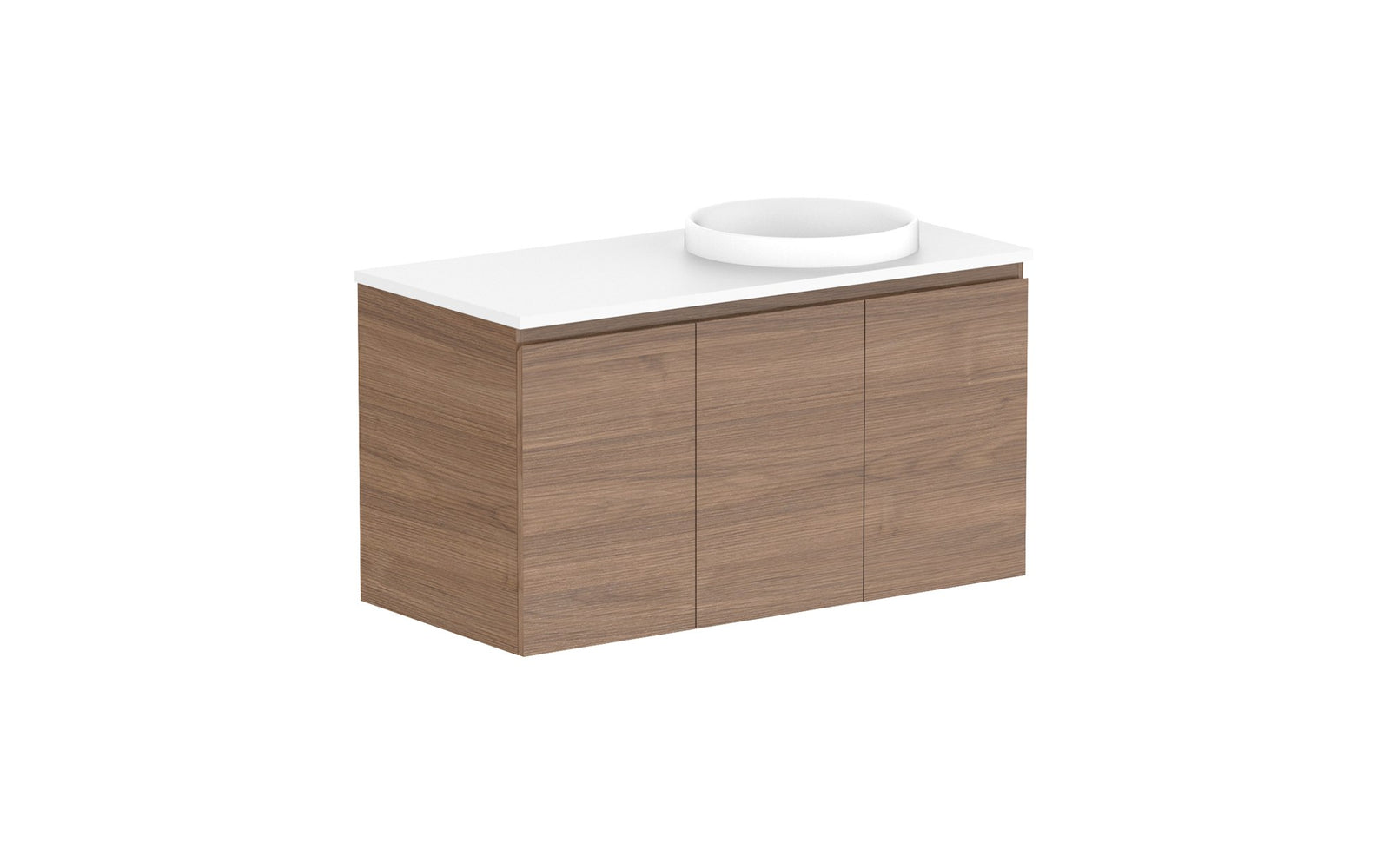 ADP Glacier Full Depth All-Door Twin Wall Hung Vanity 1050mm right offset bowl, benchtop