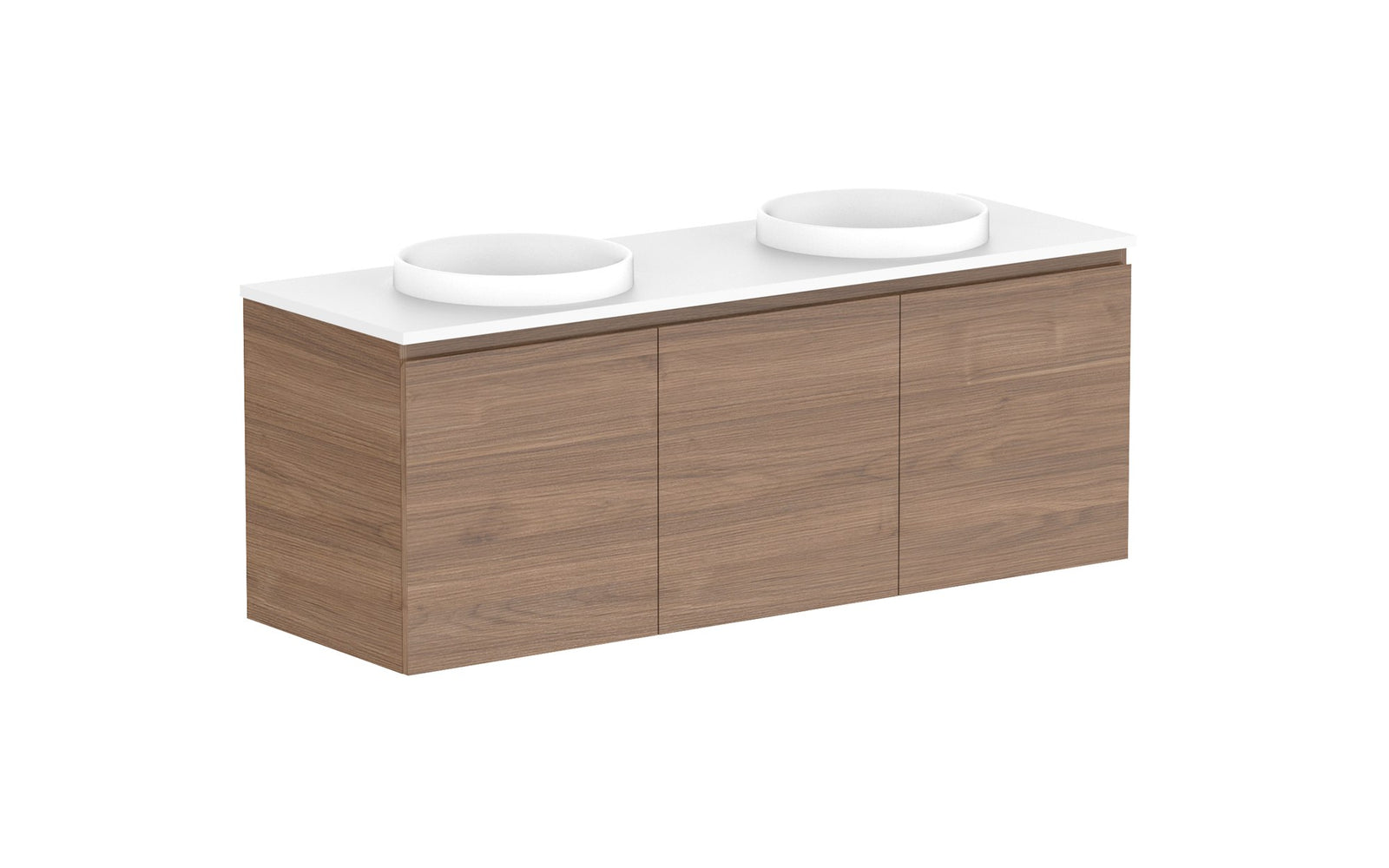 ADP Glacier Full Depth All-Door Twin Wall Hung Vanity 1500mm double bowl, benchtop