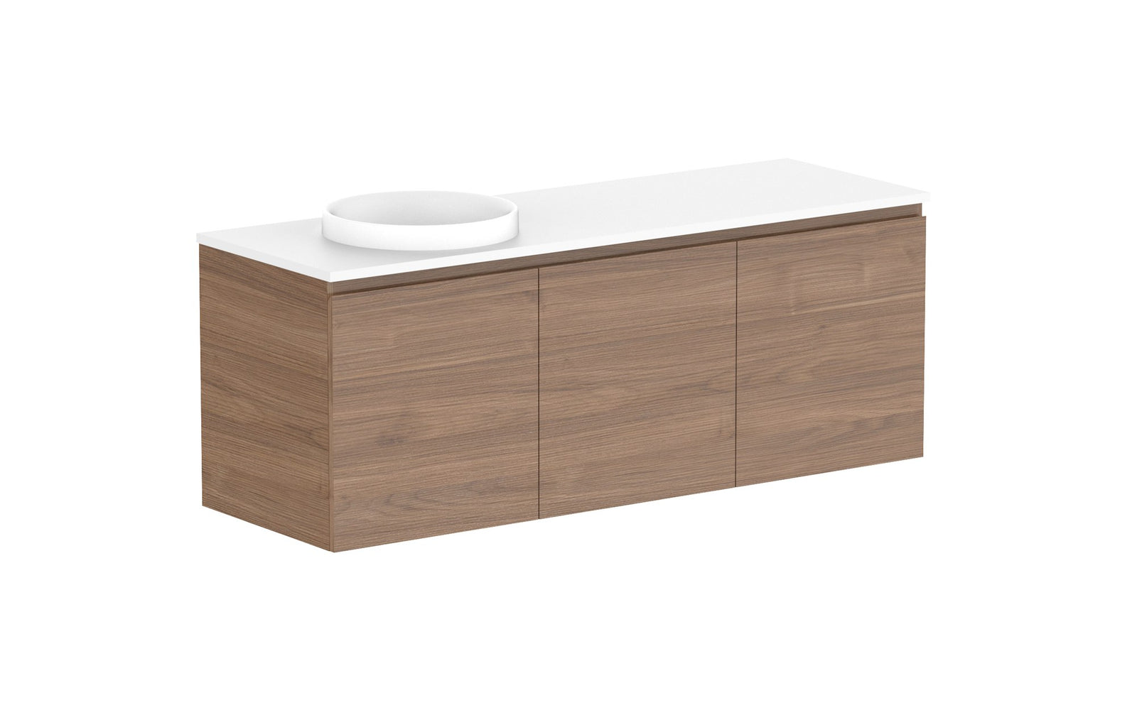 ADP Glacier Full Depth All-Door Twin Wall Hung Vanity 1500mm left offset bowl, benchtop
