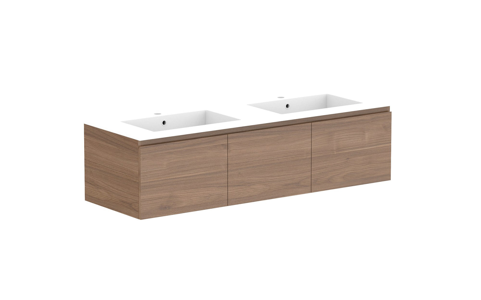 ADP Glacier Full Depth All-Door Slim Wall Hung Vanity 1500mm double bowl, cast marble top