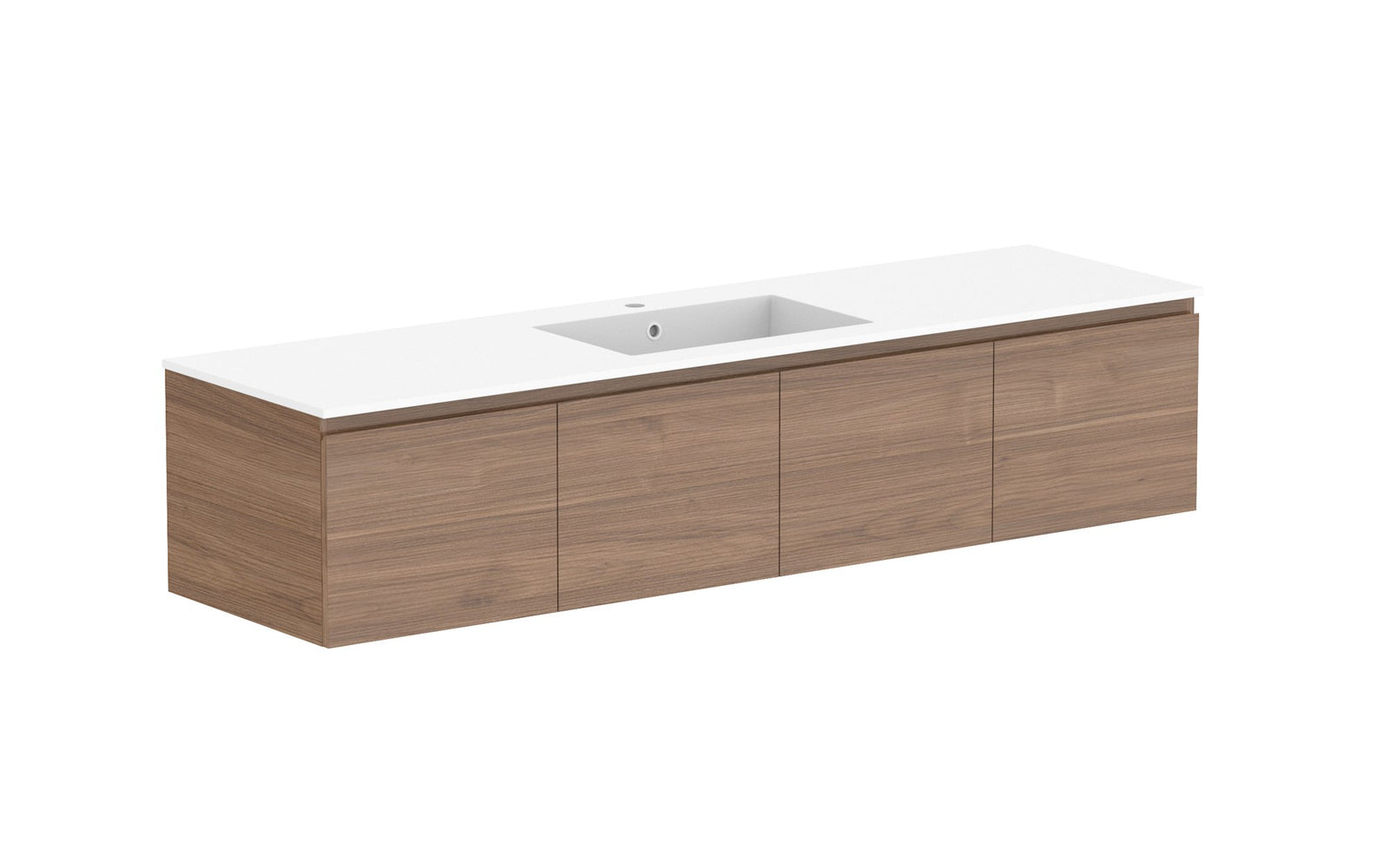 ADP Glacier Full Depth All-Door Slim Wall Hung Vanity 1800mm centre bowl, cast marble top