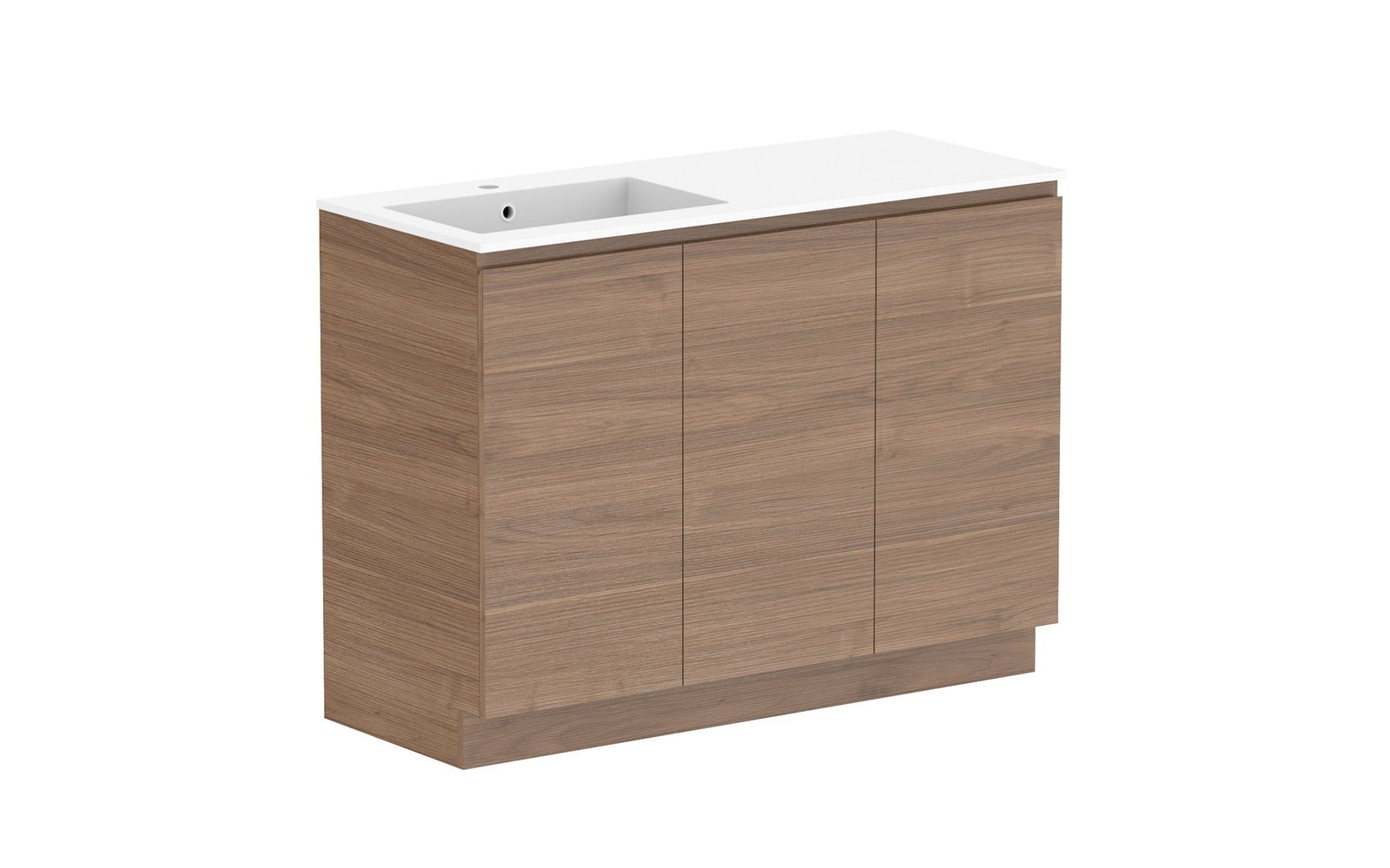 ADP Glacier Full Depth All-Door Trio Floor Mount Vanity 1200mm left offset bowl, cast marble top