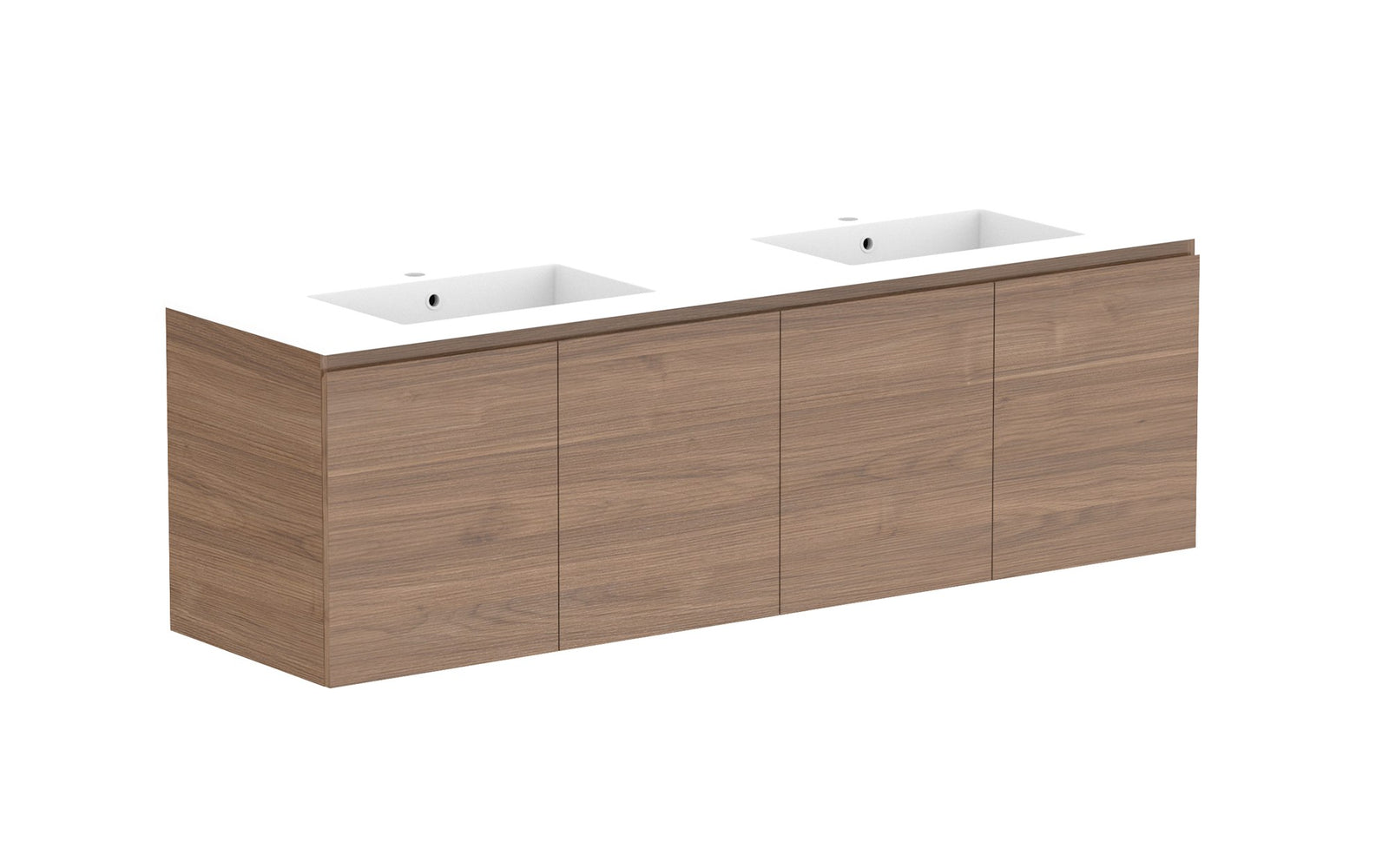 ADP Glacier Full Depth All-Door Twin Wall Hung Vanity 1800mm double bowl, cast marble top