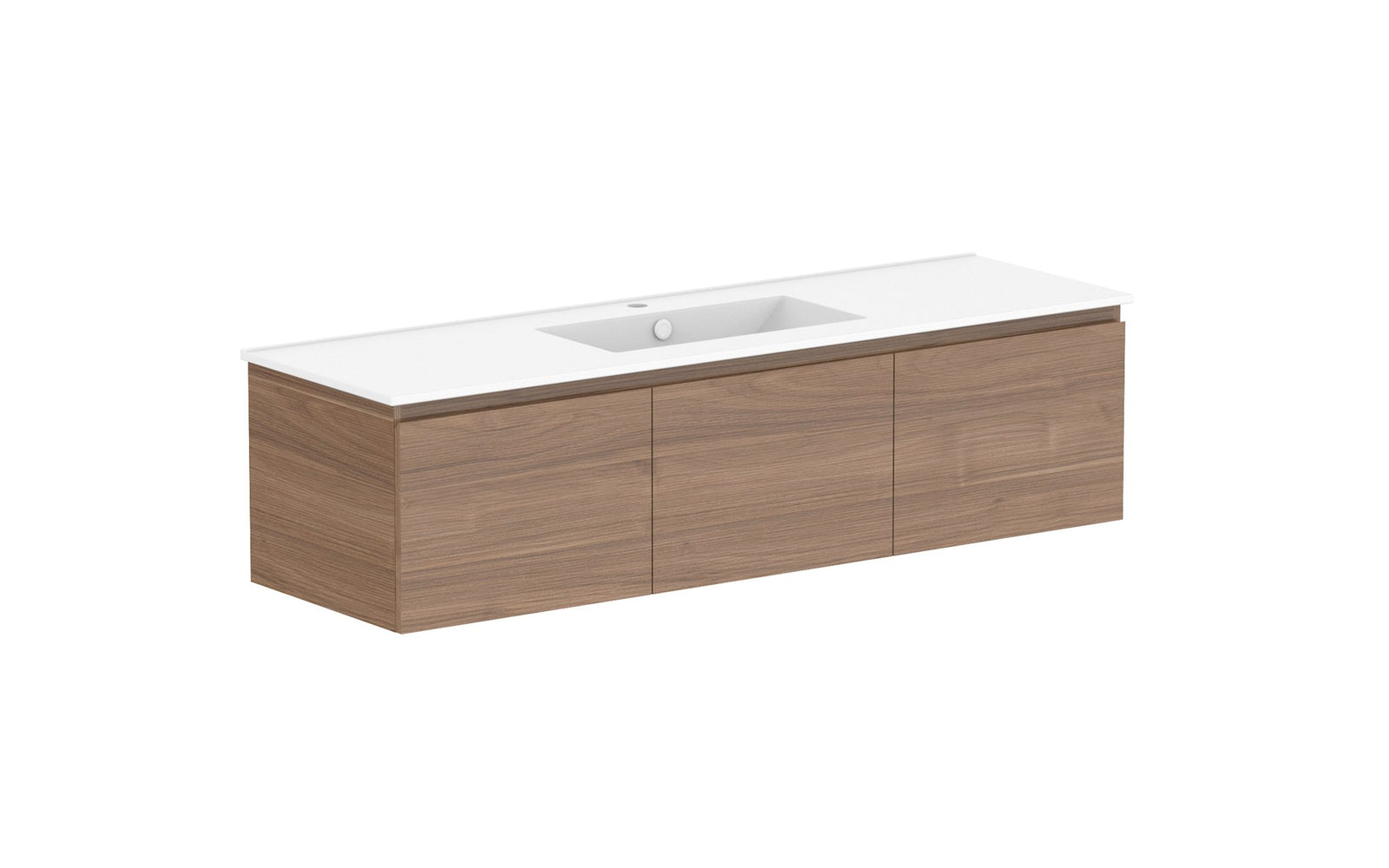 ADP Glacier Full Depth All-Door Slim Wall Hung Vanity 1500mm centre bowl, ceramic top