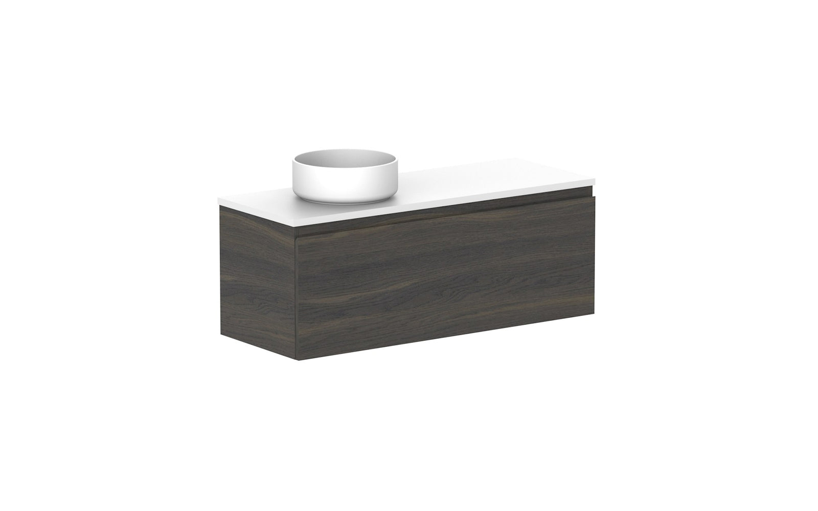 ADP Glacier Ensuite All-Drawer Slim Wall Hung Vanity 1050mm left offset bowl, benchtop