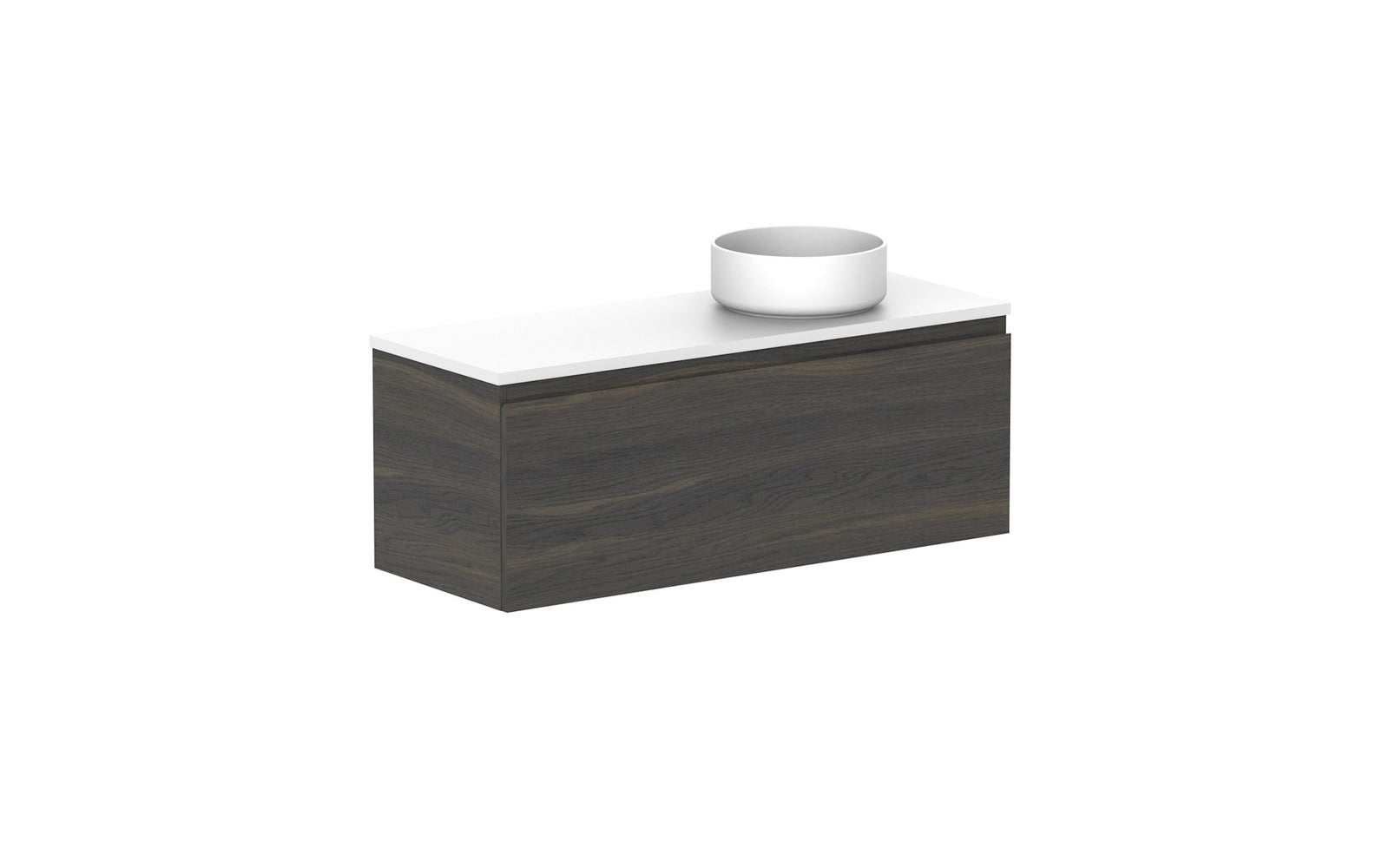 ADP Glacier Ensuite All-Drawer Slim Wall Hung Vanity 1050mm right offset bowl, benchtop
