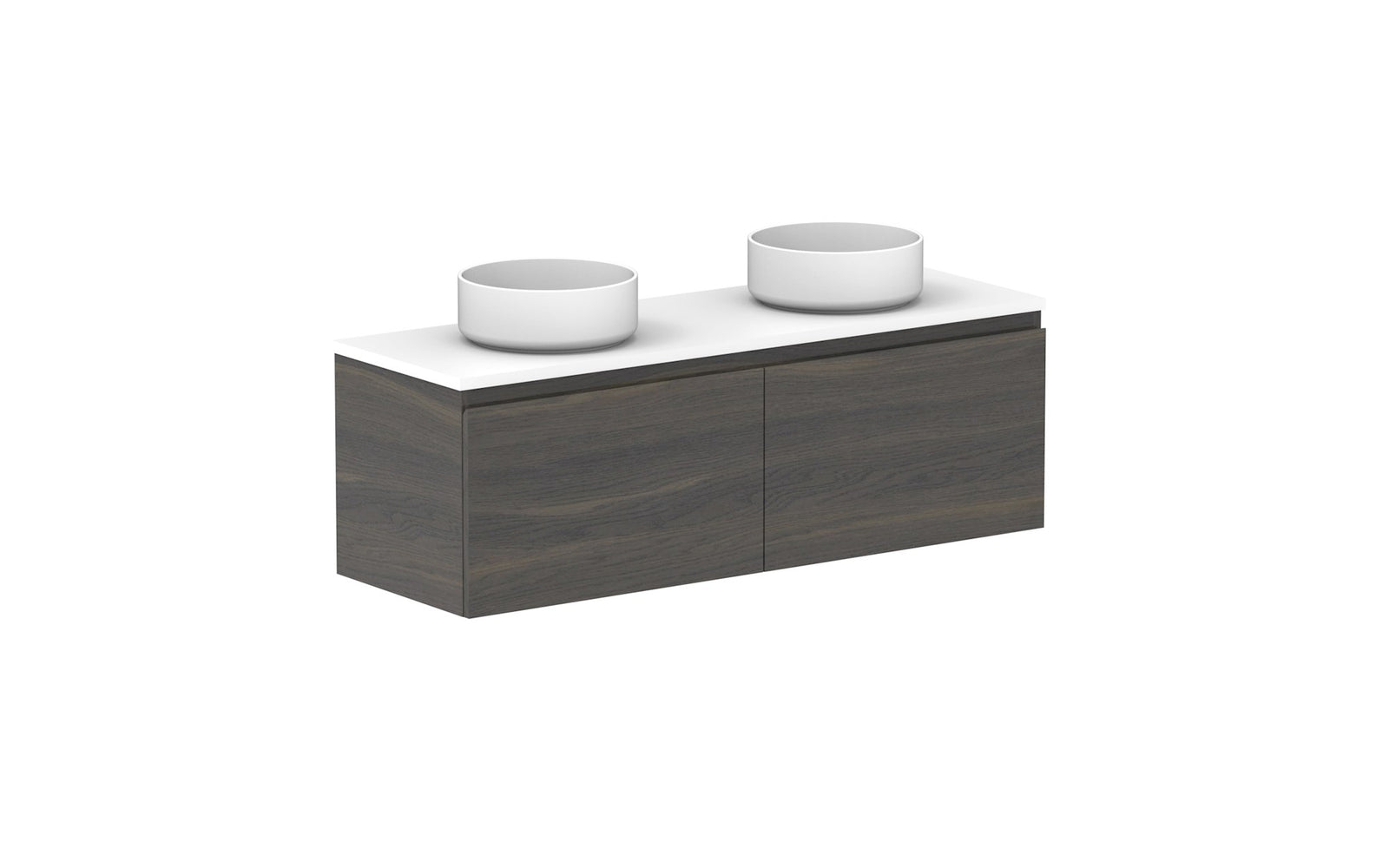 ADP Glacier Ensuite All-Drawer Slim Wall Hung Vanity 1200mm double bowl, benchtop