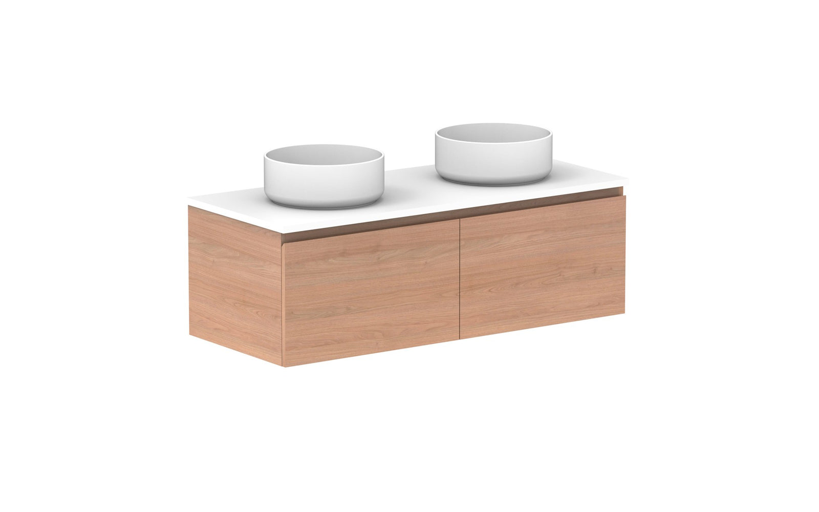 ADP Glacier Full Depth All-Drawer Slim Wall Hung Vanity 1200mm double bowl, benchtop