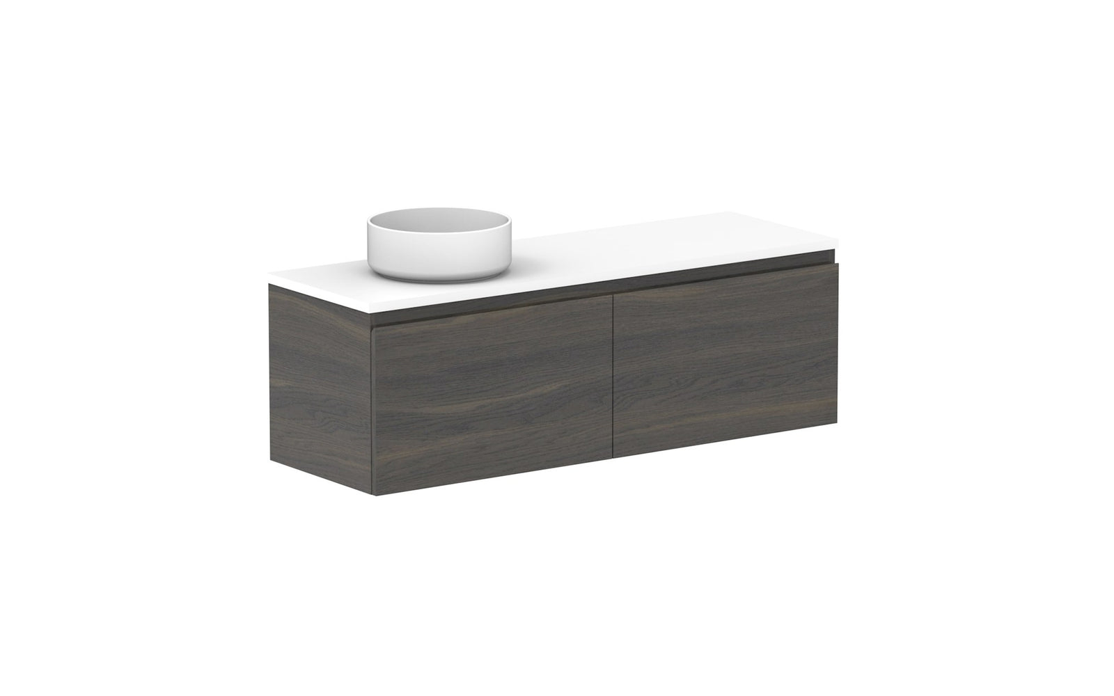 ADP Glacier Ensuite All-Drawer Slim Wall Hung Vanity 1200mm left offset bowl, benchtop