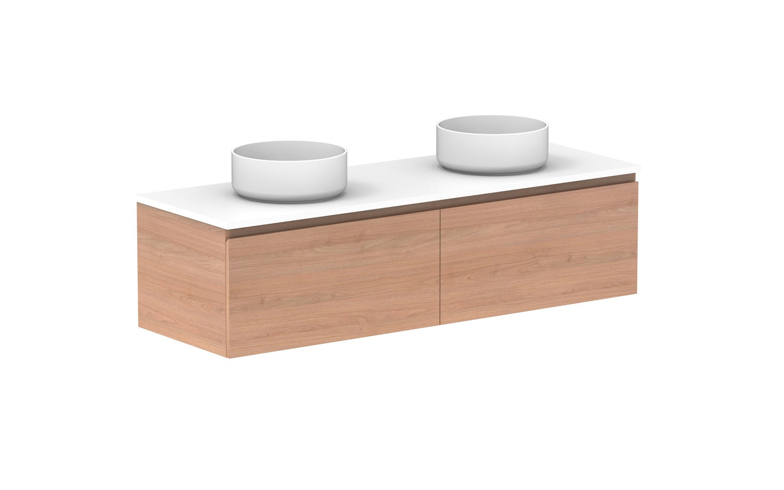 ADP Glacier Full Depth All-Drawer Slim Wall Hung Vanity 1500mm double bowl, benchtop