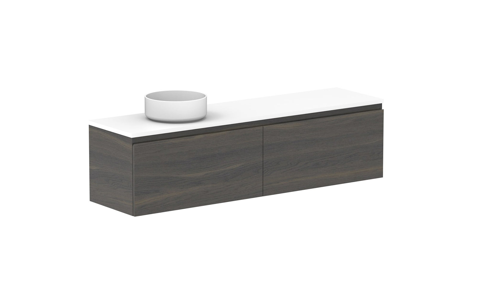 ADP Glacier Ensuite All-Drawer Slim Wall Hung Vanity 1500mm left offset bowl, benchtop