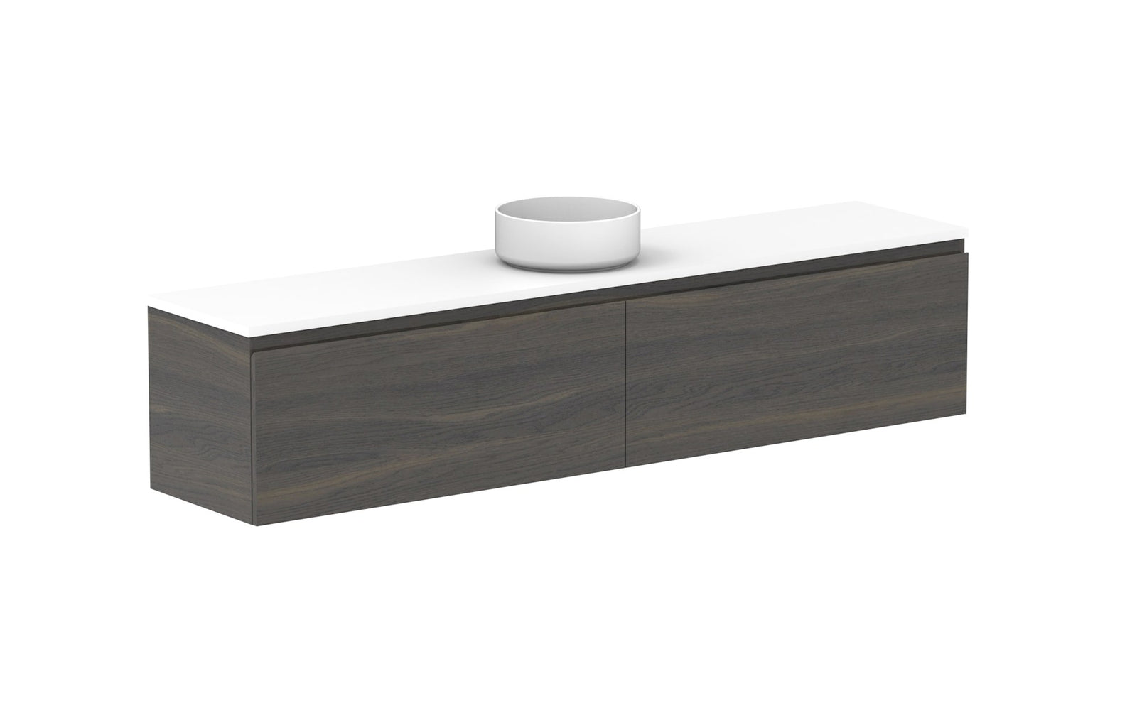 ADP Glacier Ensuite All-Drawer Slim Wall Hung Vanity 1800mm centre bowl, benchtop