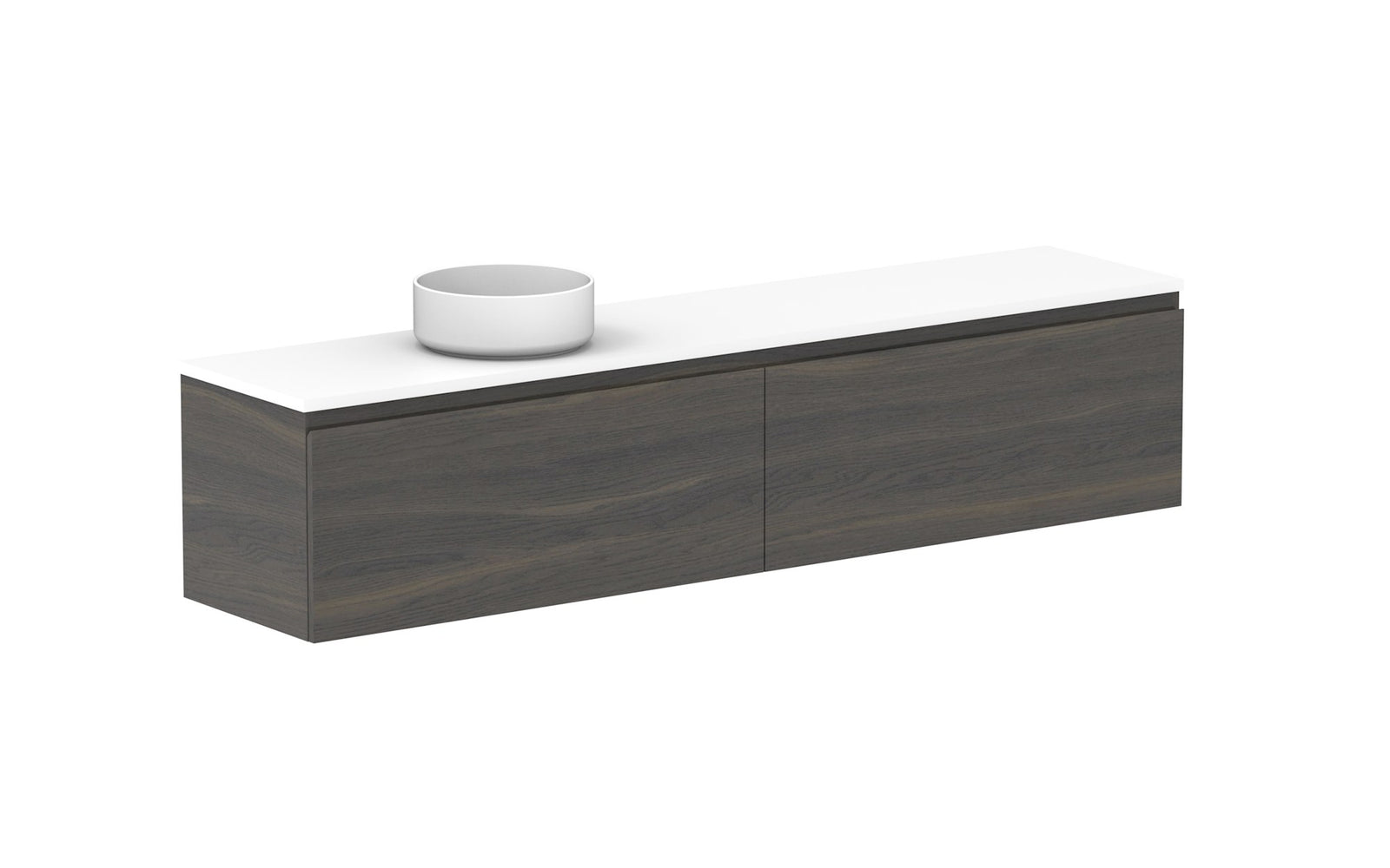 ADP Glacier Ensuite All-Drawer Slim Wall Hung Vanity 1800mm left offset bowl, benchtop