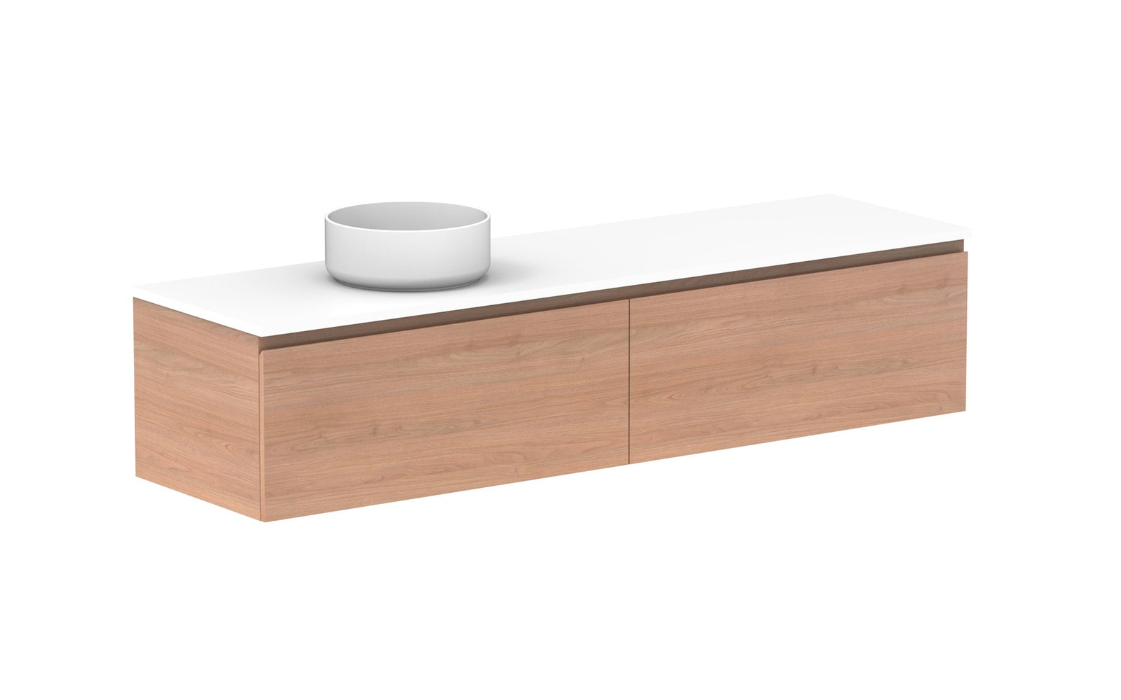 ADP Glacier Full Depth All-Drawer Slim Wall Hung Vanity 1800mm left offset bowl, benchtop