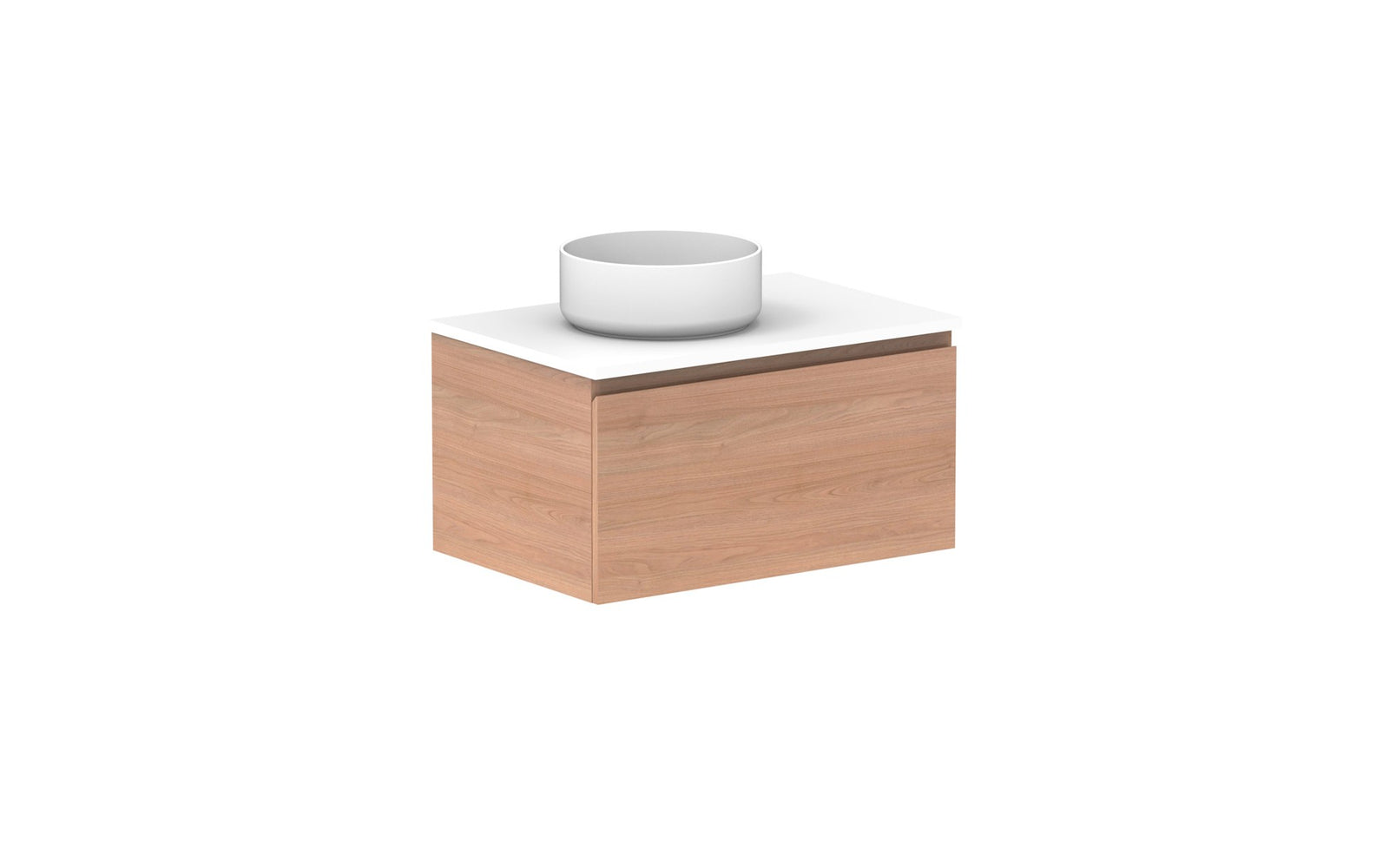 ADP Glacier Full Depth All-Drawer Slim Wall Hung Vanity 750mm left offset bowl, benchtop