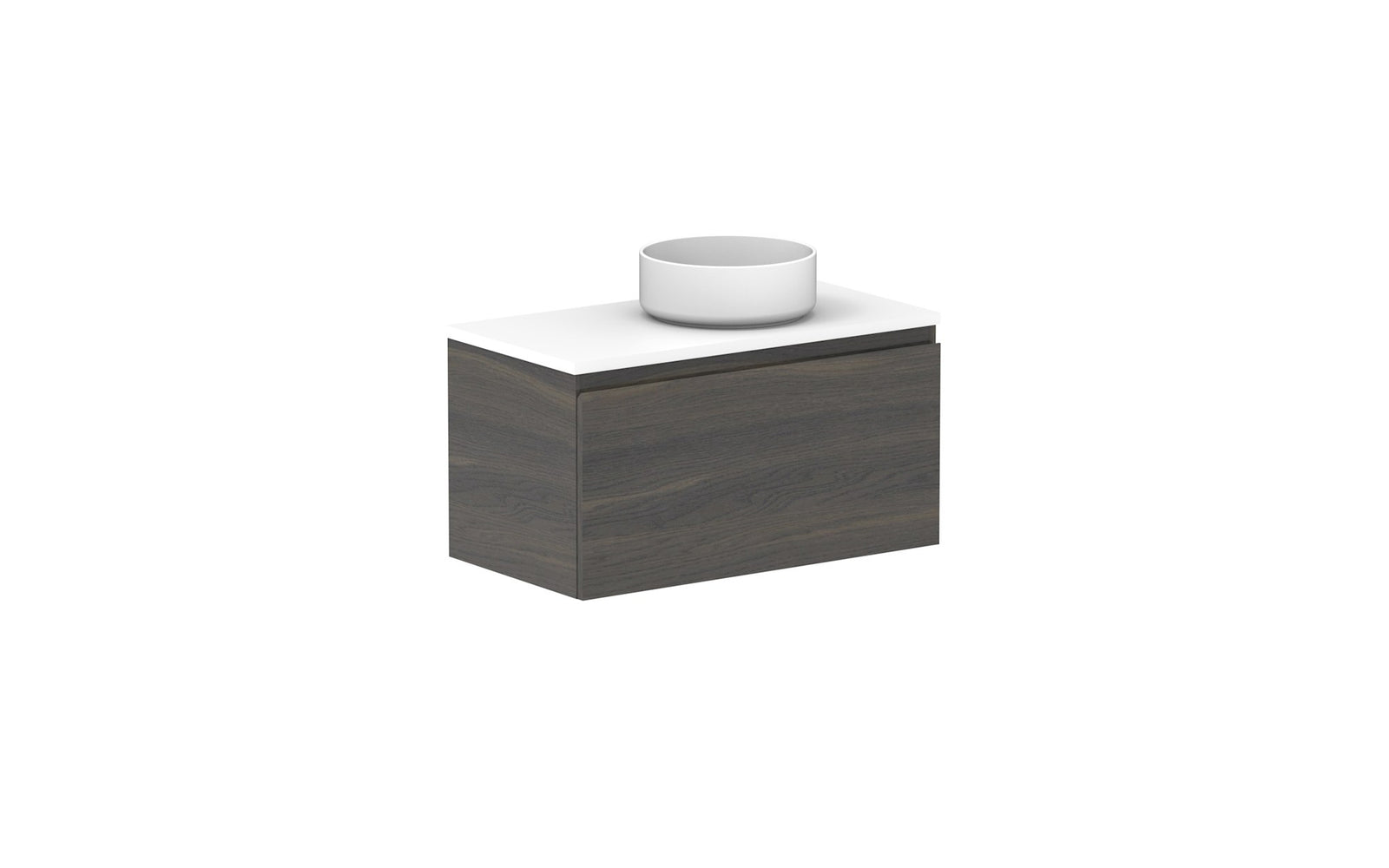 ADP Glacier Ensuite All-Drawer Slim Wall Hung Vanity 750mm right offset bowl, benchtop