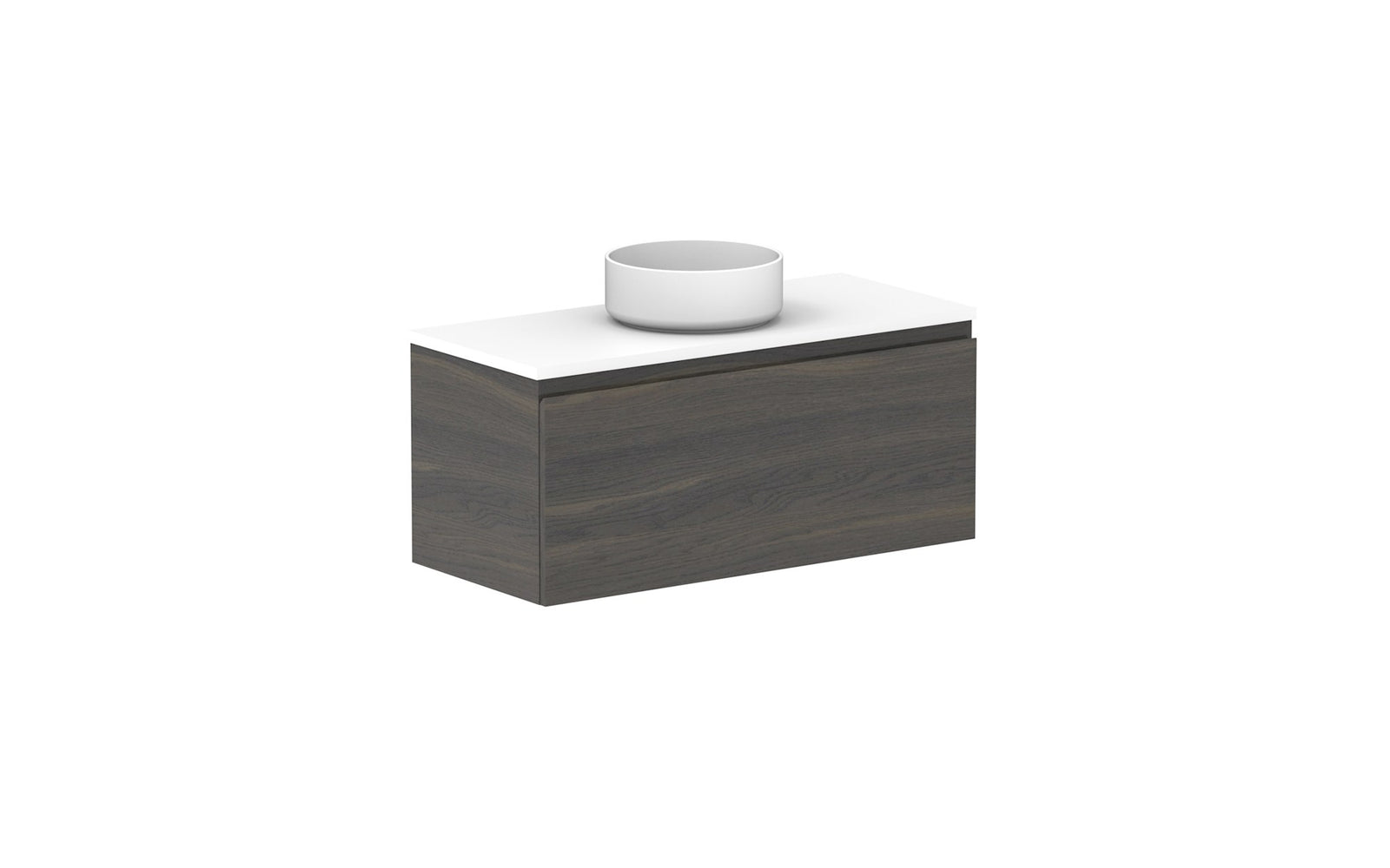ADP Glacier Ensuite All-Drawer Slim Wall Hung Vanity 900mm centre bowl, benchtop