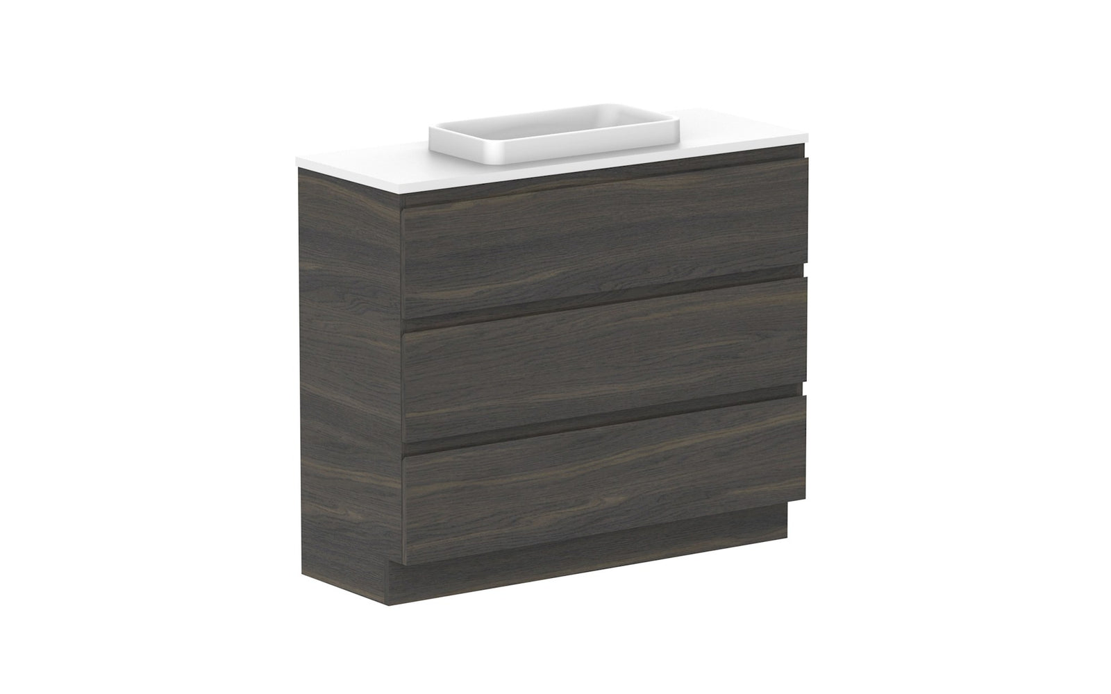 ADP Glacier Ensuite All-Drawer Trio Floor Mount Vanity 1050mm centre bowl, benchtop