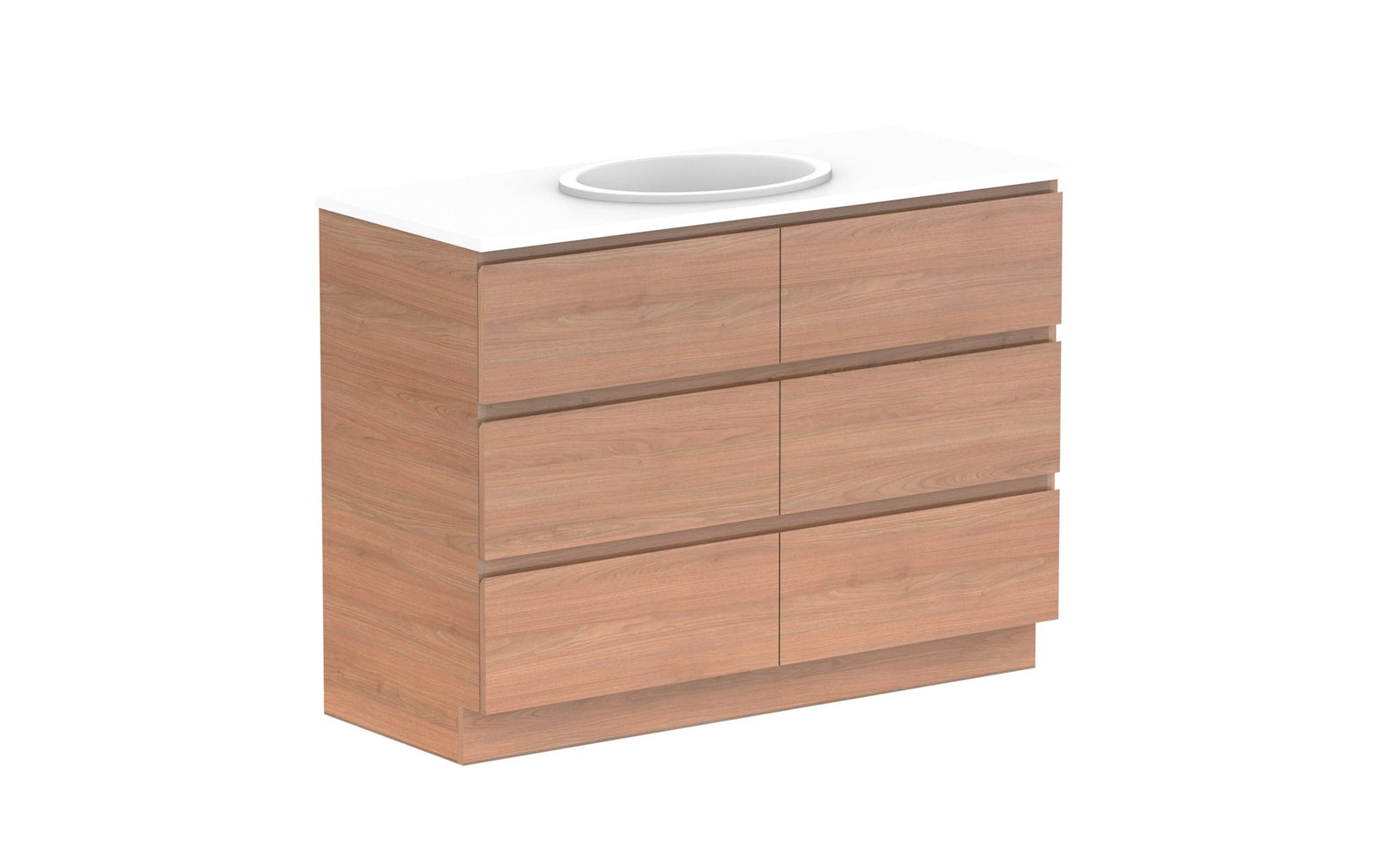 ADP Glacier Full Depth All-Drawer Trio Floor Mount Vanity 1200mm centre bowl, benchtop