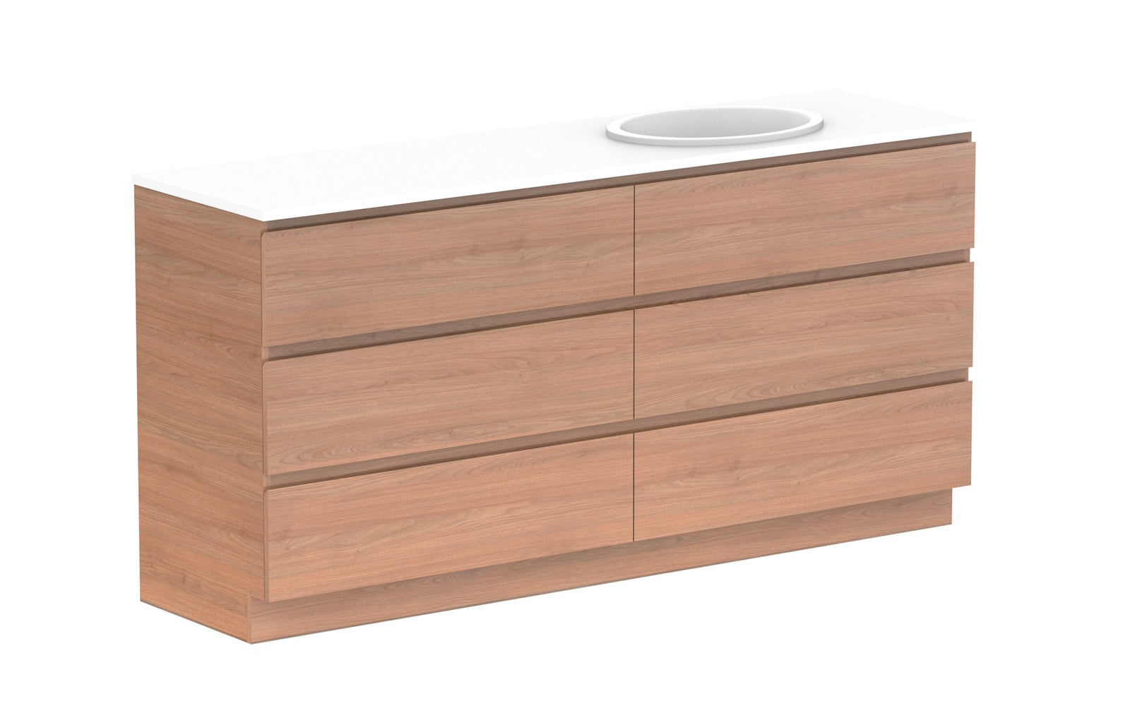 ADP Glacier Full Depth All-Drawer Trio Floor Mount Vanity 1800mm right offset bowl, benchtop