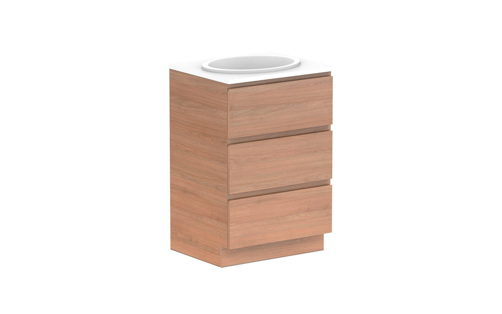 ADP Glacier Full Depth All-Drawer Trio Floor Mount Vanity 600mm centre bowl, benchtop