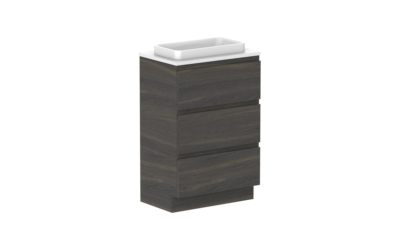 ADP Glacier Ensuite All-Drawer Trio Floor Mount Vanity 600mm centre bowl, benchtop
