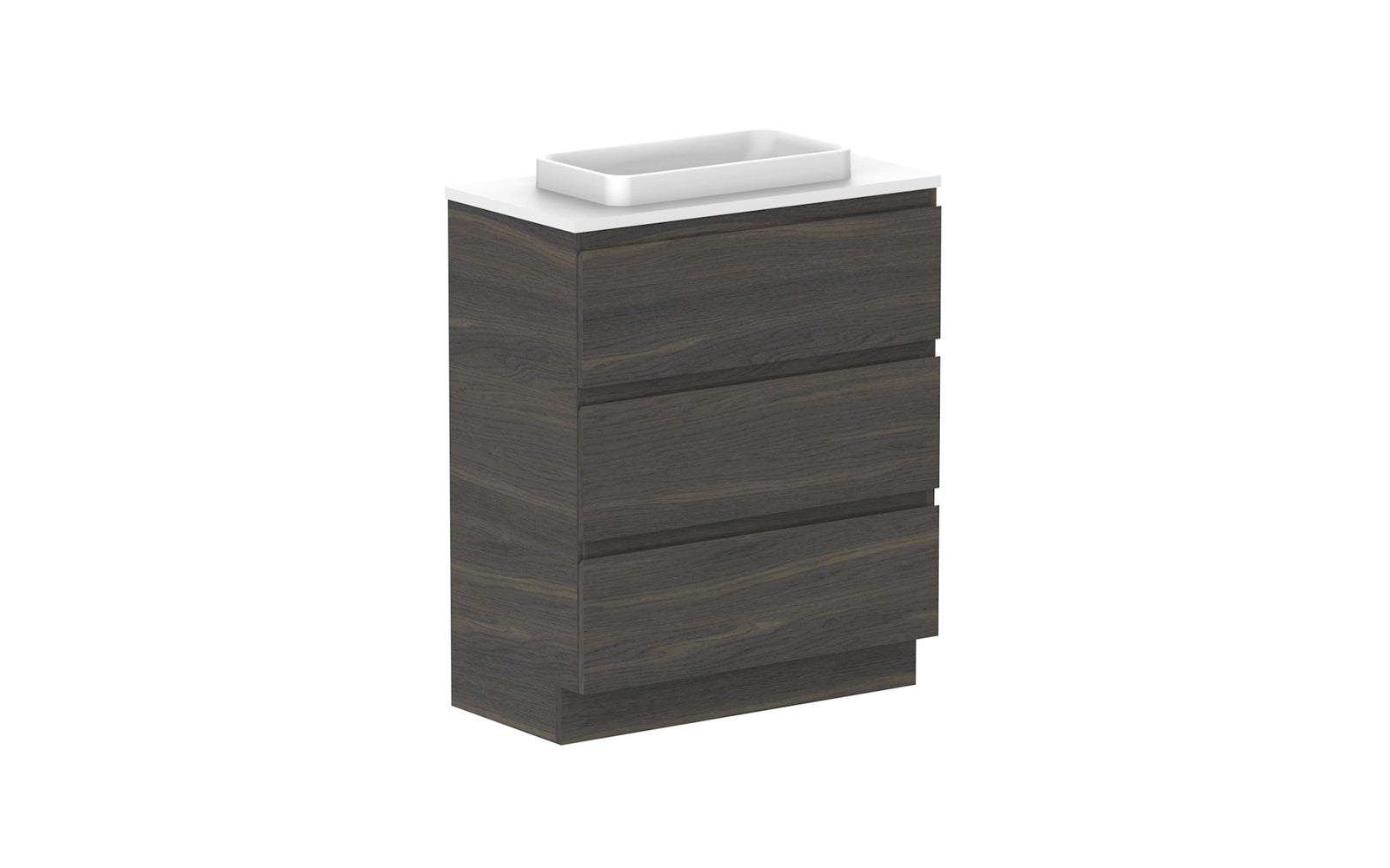 ADP Glacier Ensuite All-Drawer Trio Floor Mount Vanity 750mm centre bowl, benchtop