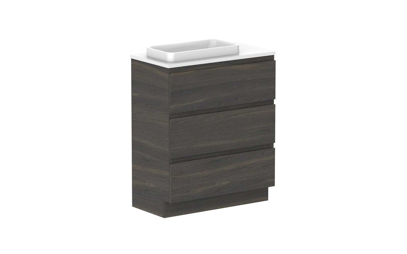 ADP Glacier Ensuite All-Drawer Trio Floor Mount Vanity 750mm left offset bowl, benchtop