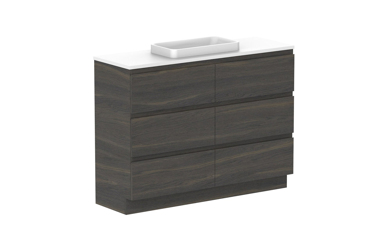 ADP Glacier Ensuite All-Drawer Trio Floor Mount Vanity 900mm centre bowl, benchtop