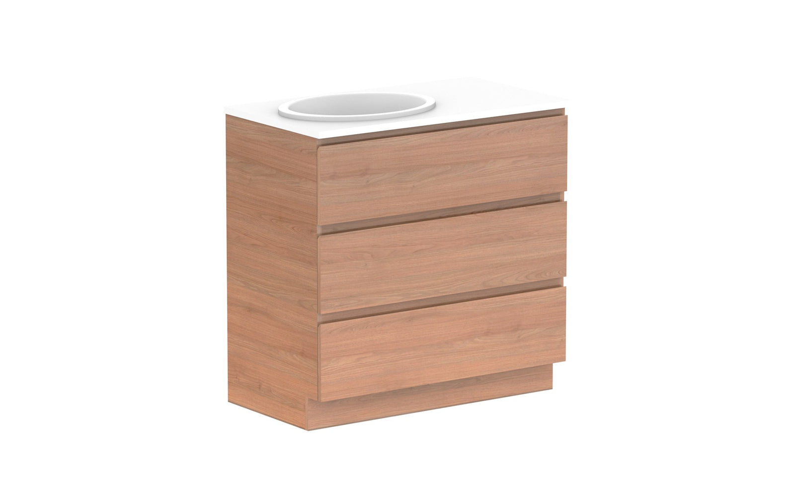 ADP Glacier Full Depth All-Drawer Trio Floor Mount Vanity 900mm left offset bowl, benchtop
