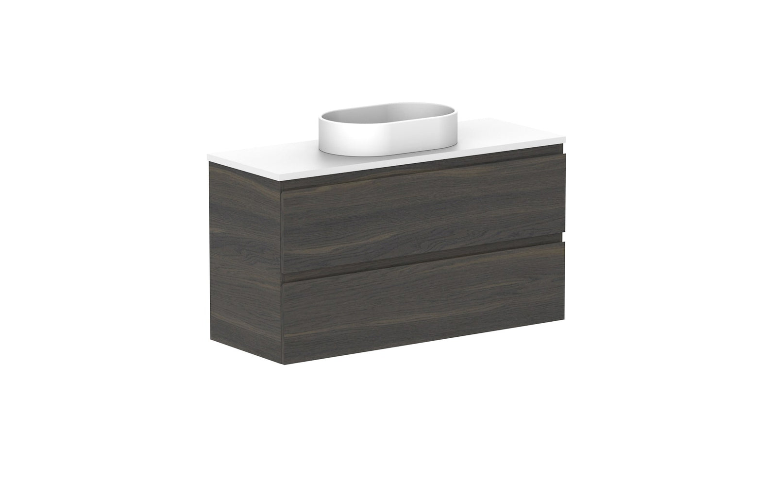 ADP Glacier Ensuite All-Drawer Twin Wall Hung Vanity 1050mm centre bowl, benchtop