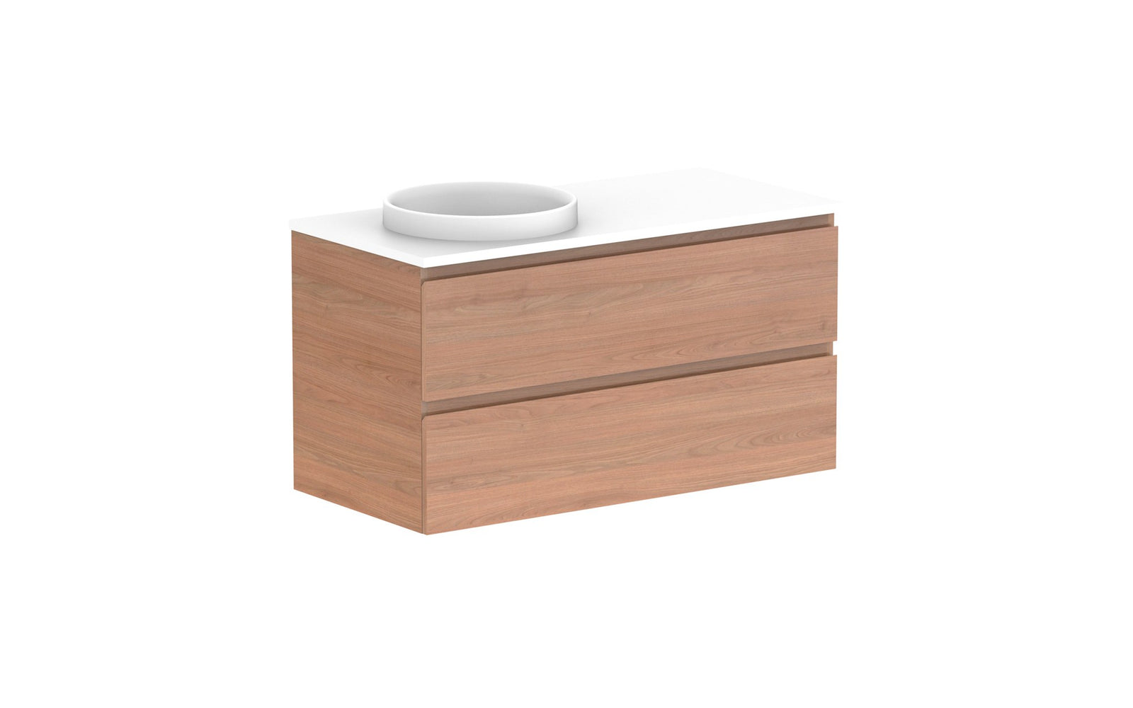 ADP Glacier Full Depth All-Drawer Twin Wall Hung Vanity 1050mm left offset bowl, benchtop