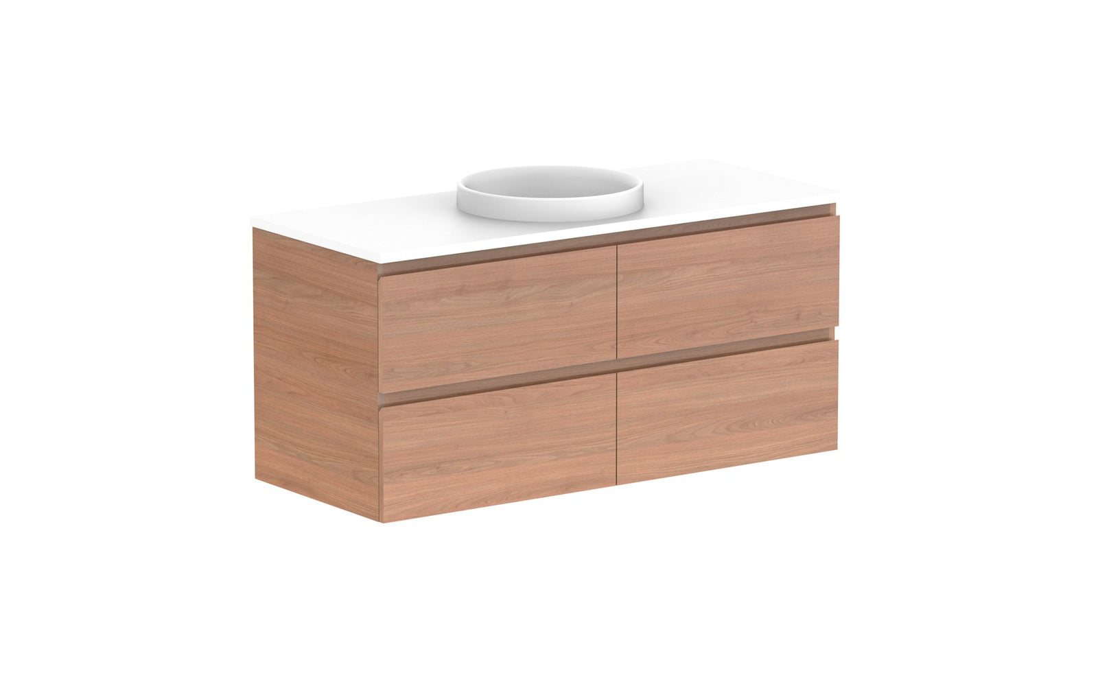ADP Glacier Full Depth All-Drawer Twin Wall Hung Vanity 1200mm centre bowl, benchtop